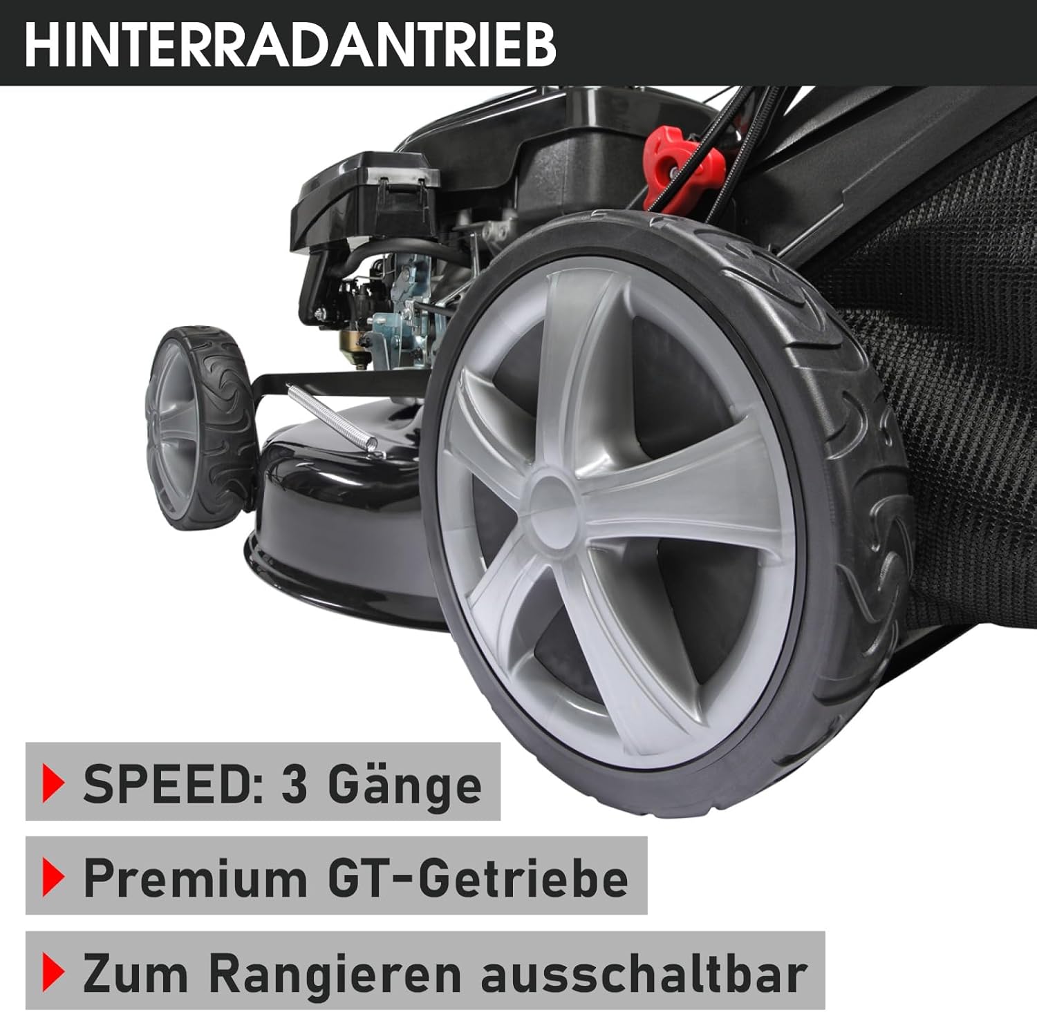 BRAST 19224 ESTART Benzin-Rasenmäher – 5,2 kW, Elektrostart, 3 Gänge, 48 cm Schnittbreite, 60 L Fangkorb, Mulchfunktion, Stahlgehäuse