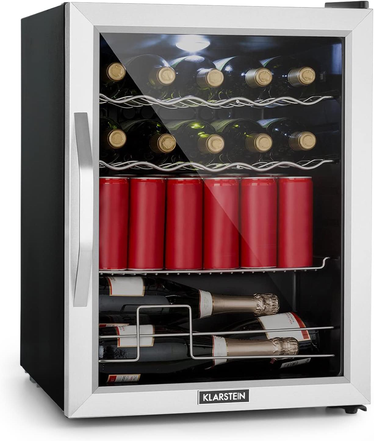 Klarstein Mini-Kühlschrank 80 L mit Glastür – Leise, Energieeffizient, Ideal für Getränke, Party & Camping