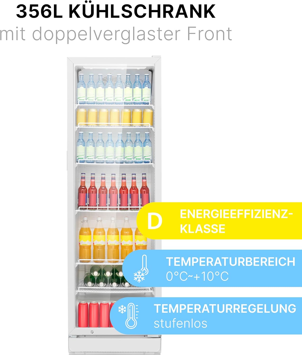 Bomann Getränkekühlschrank 347 L mit Glastür & LED-Beleuchtung – Sicher, Flexibel & Stilvoll