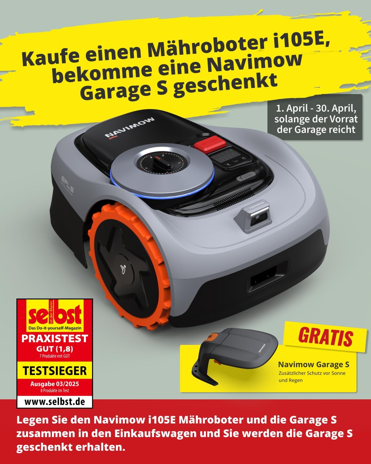 Navimow Garage S – Faltbare Schutzabdeckung für Rasenroboter i105E & i108E