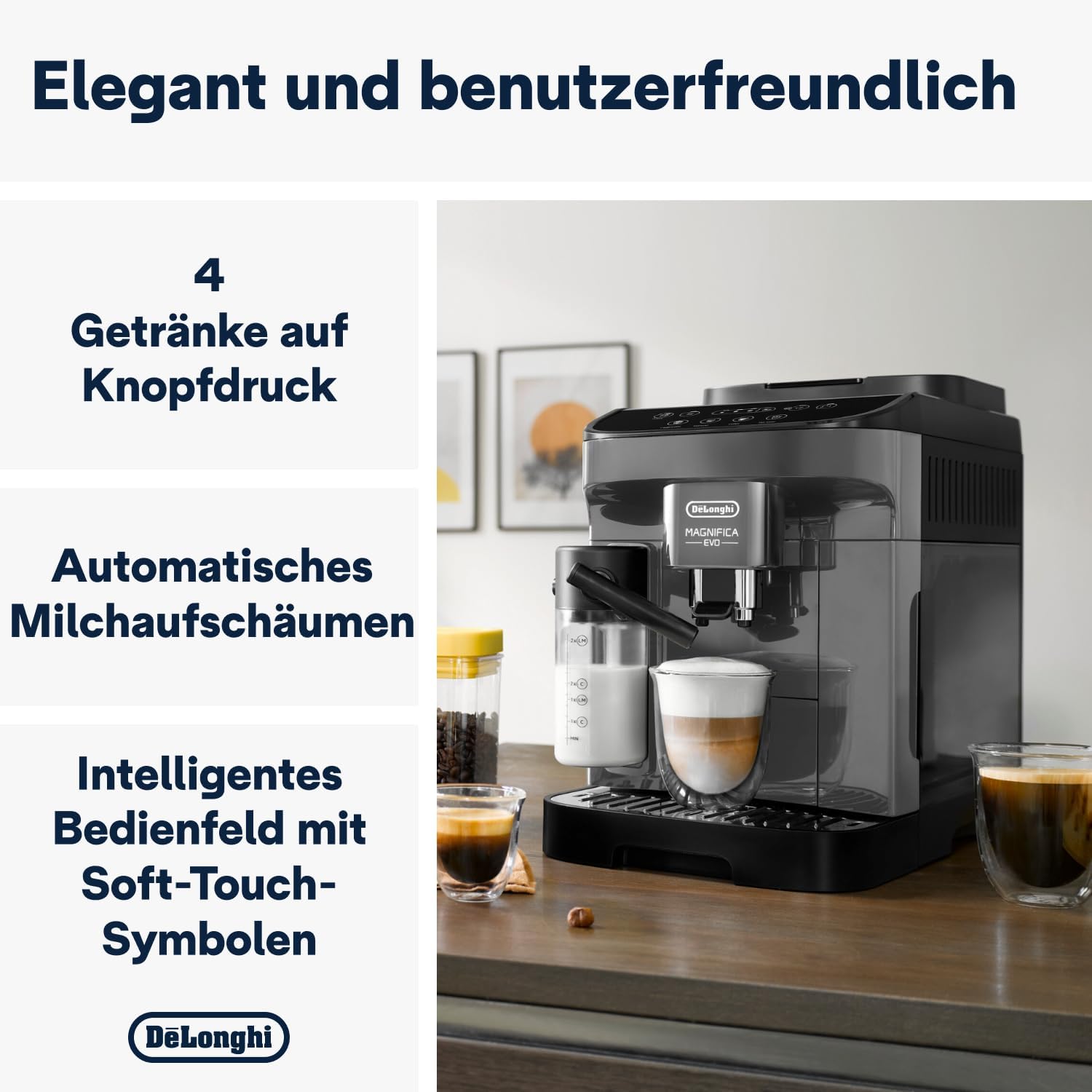 De'Longhi Magnifica Evo ECAM 292.81.B – Vollautomatische Kaffeemaschine mit LatteCrema System