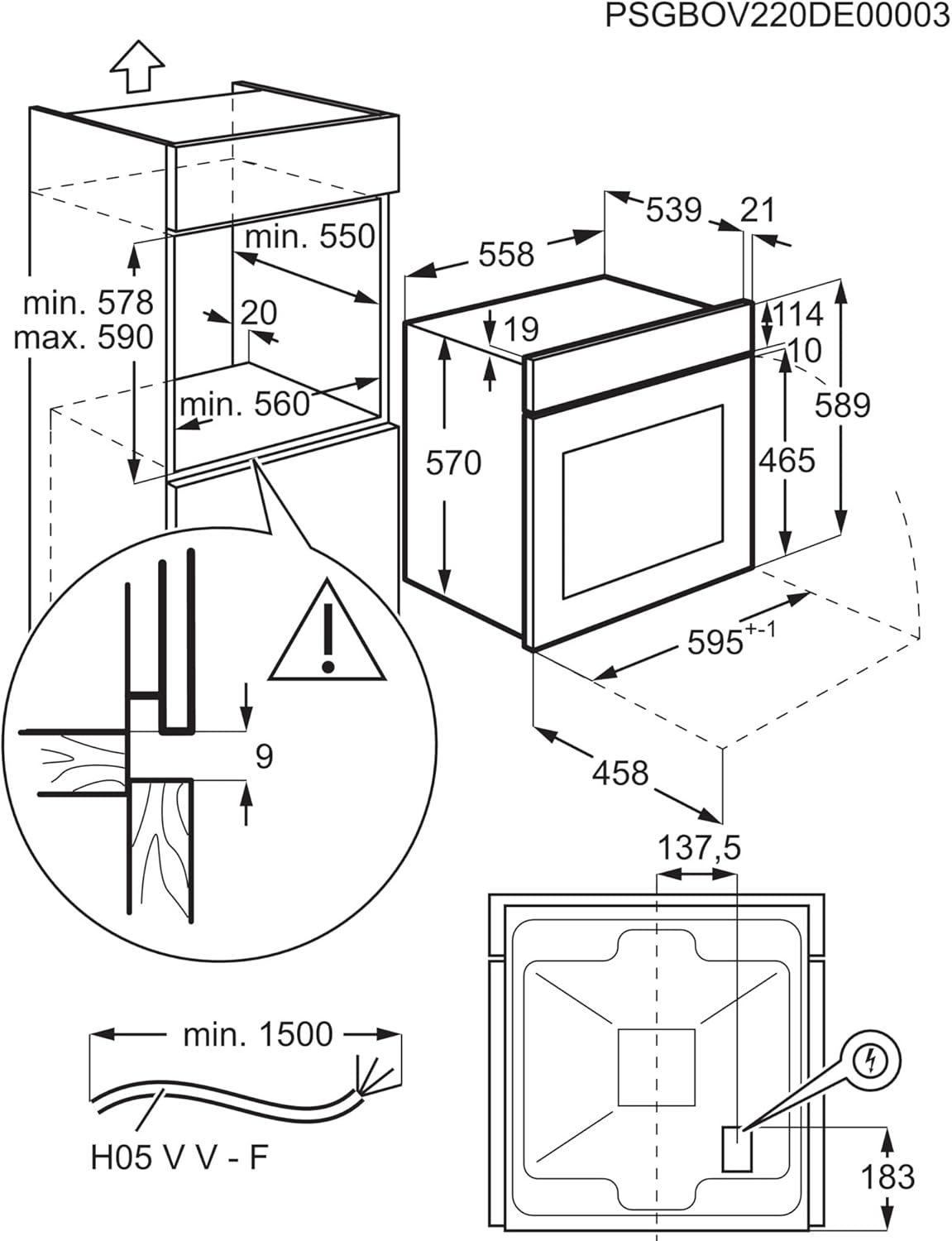 AEG BPE53516AB Einbau-Backofen Serie 5 – Pyrolyse, Heißluft, 25 Programme, LED-Touch, Kühle Tür, Schwarz