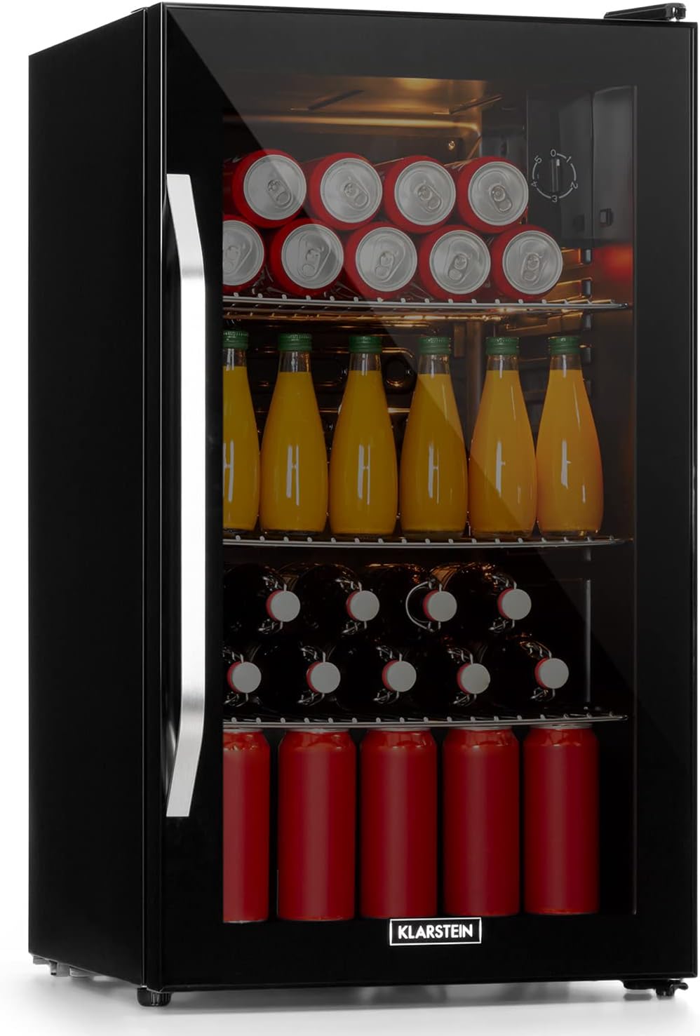 Klarstein Mini-Kühlschrank 80 L mit Glastür – Leise, Energieeffizient, Ideal für Getränke, Party & Camping