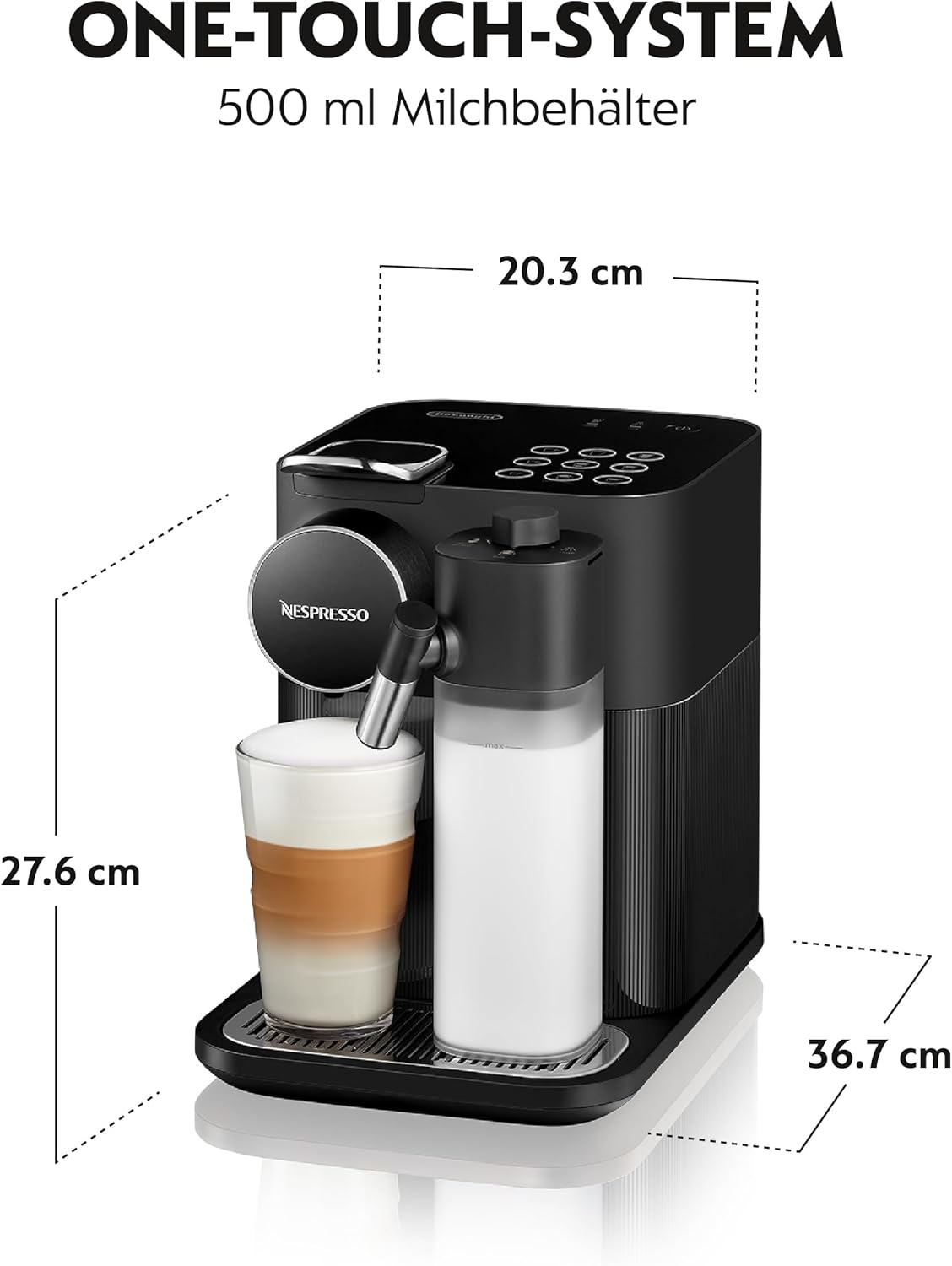 Nespresso De’Longhi Gran Lattissima EN640.W – Kapselmaschine mit automatischem Milchsystem, 19 bar, 1400W, Weiß