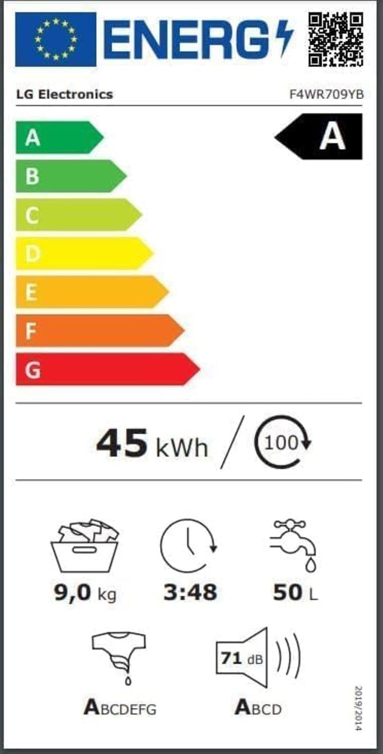 LG F4WV7080 Frontlader-Waschmaschine – 8 kg, 1400 U/min, AI Direct Drive, Dampfreinigung, Wi-Fi, Energieeffizienz Triple A, Weiß