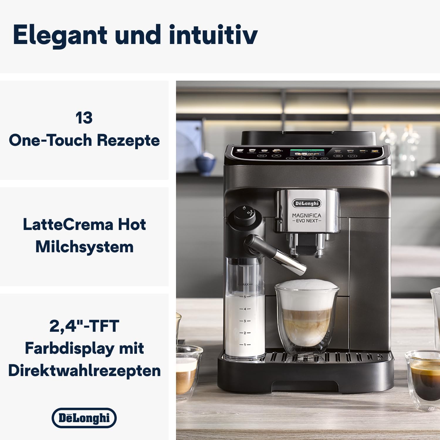 De'Longhi Magnifica Evo ECAM 292.81.B – Vollautomatische Kaffeemaschine mit LatteCrema System