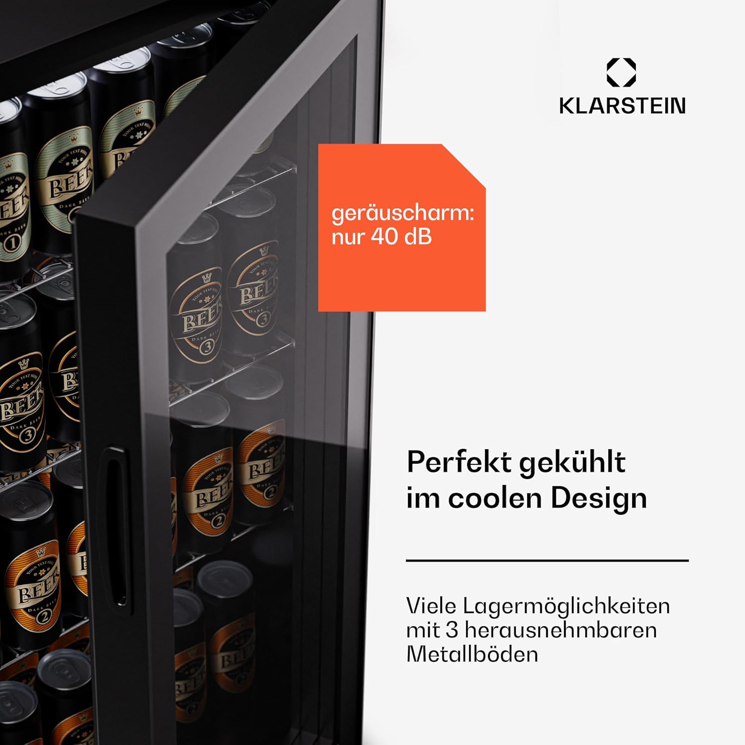 Klarstein Mini-Kühlschrank 80 L mit Glastür – Leise, Energieeffizient, Ideal für Getränke, Party & Camping