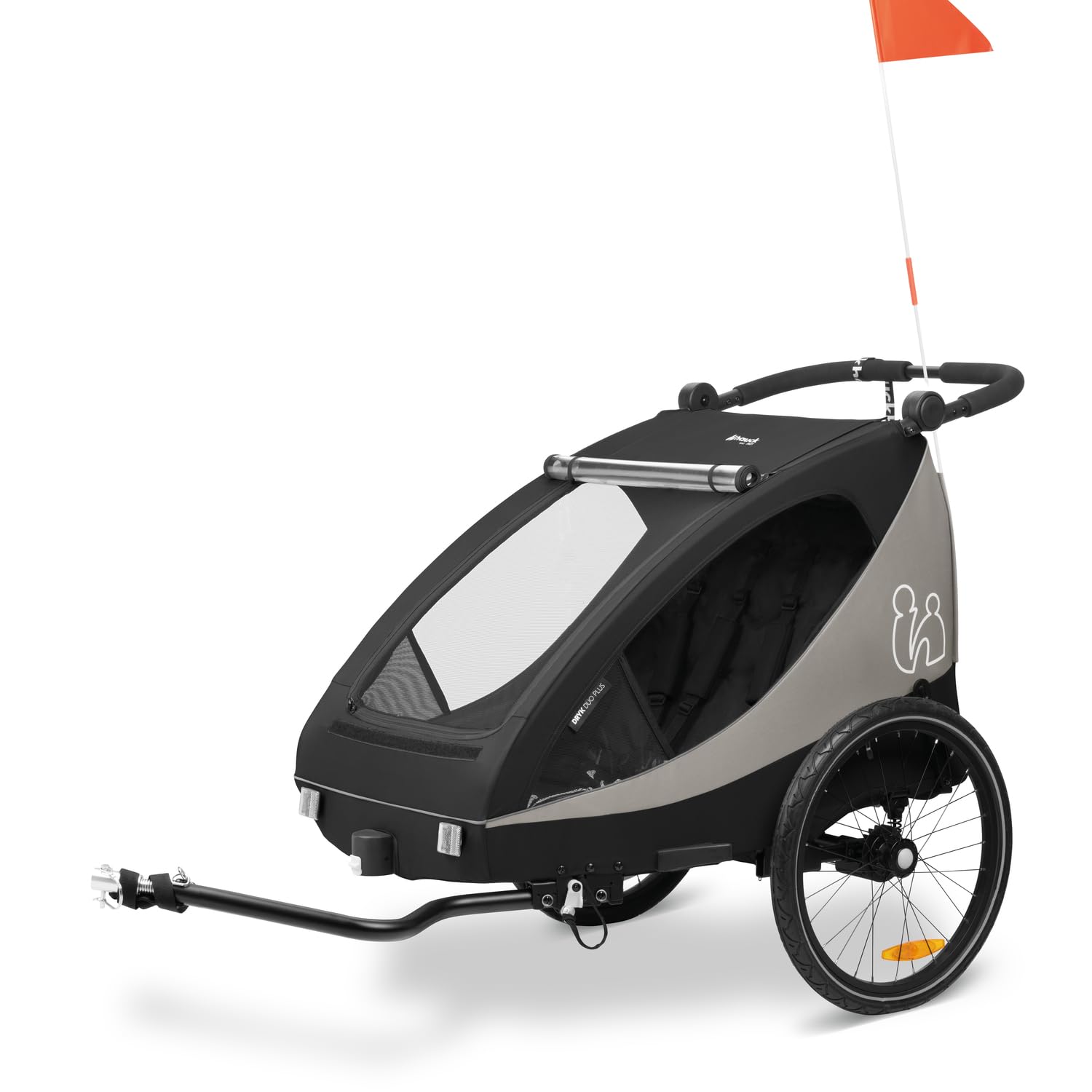 hauck Dryk Duo Plus – 2-in-1 Fahrradanhänger & Kinderwagen für 2 Kinder, mit Federung, LED & XL-Kofferraum