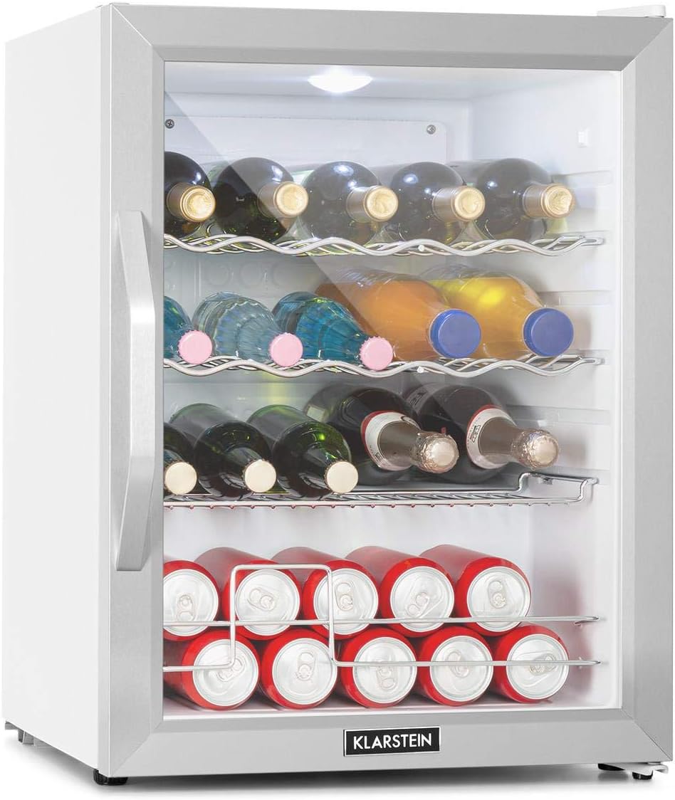 Klarstein Mini-Kühlschrank 80 L mit Glastür – Leise, Energieeffizient, Ideal für Getränke, Party & Camping