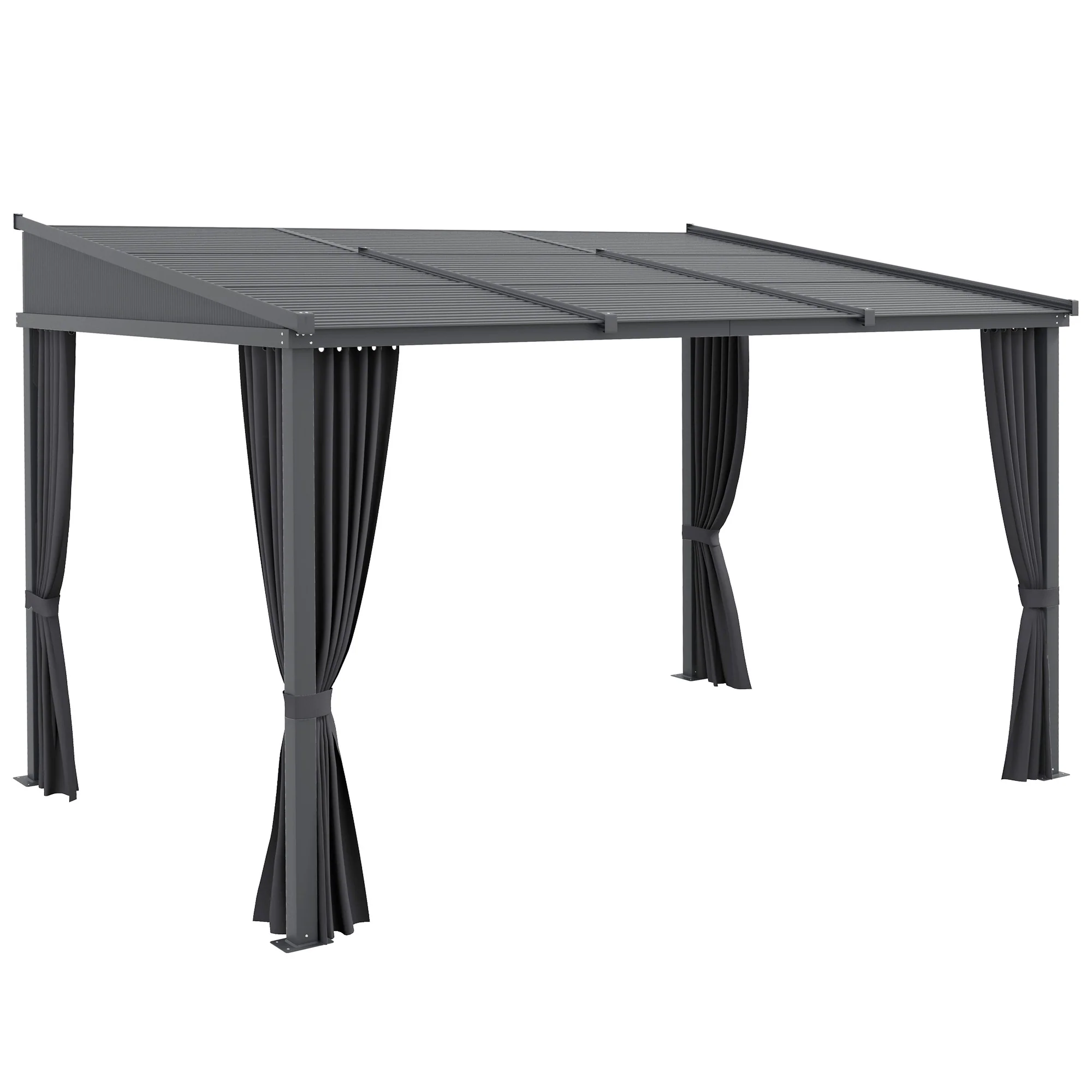 Outsunny Pergola mit Schiebedach – Aluminium, Sonnen- & Regenschutz, Grau, 365x255 cm