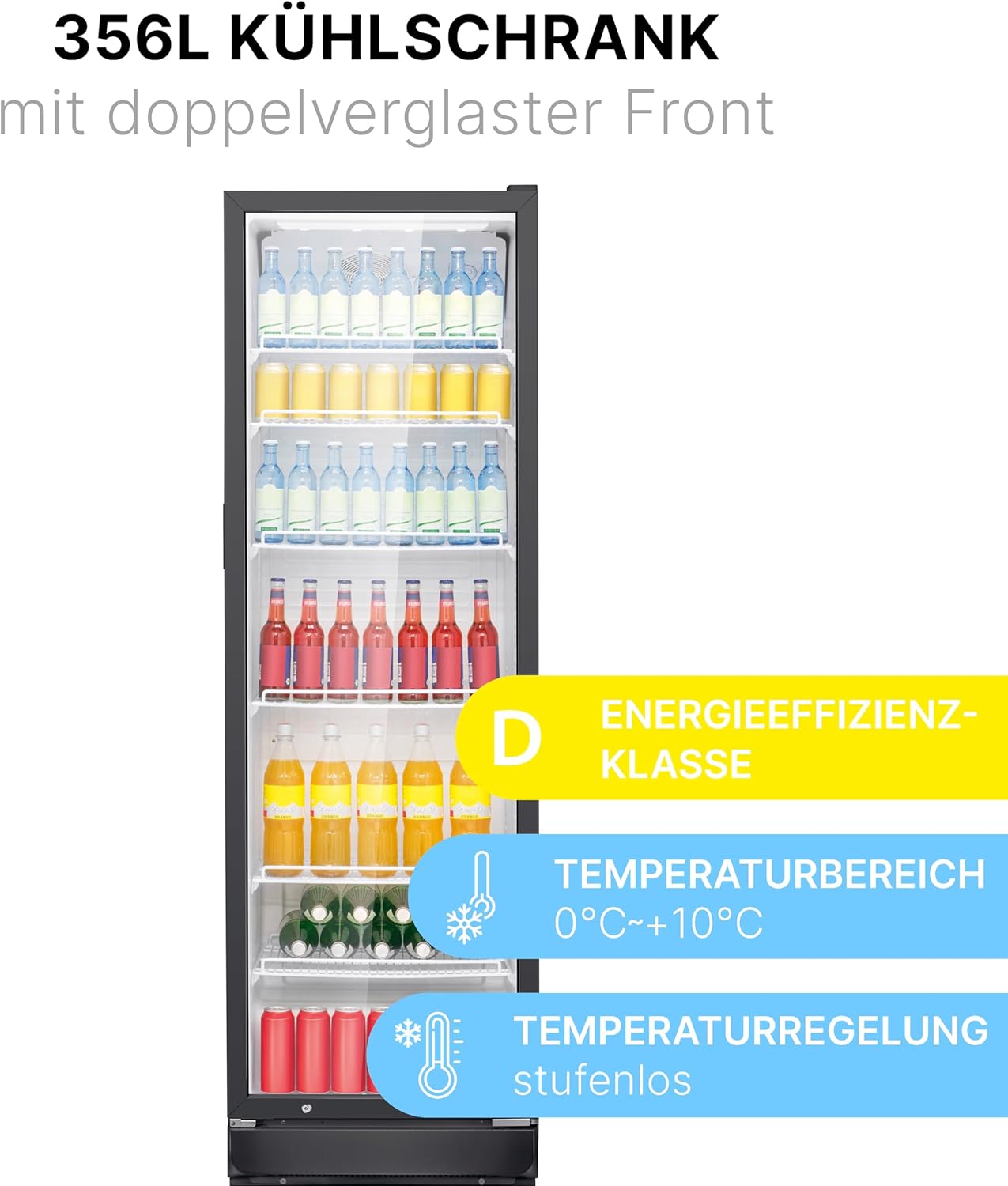 Bomann Getränkekühlschrank 347 L mit Glastür & LED-Beleuchtung – Sicher, Flexibel & Stilvoll