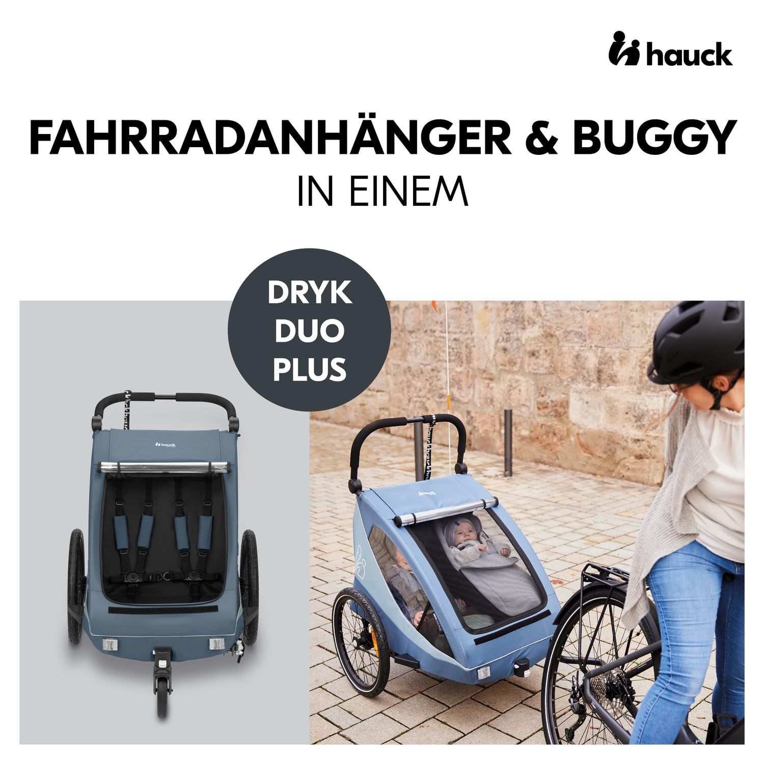 hauck Dryk Duo Plus – 2-in-1 Fahrradanhänger & Kinderwagen