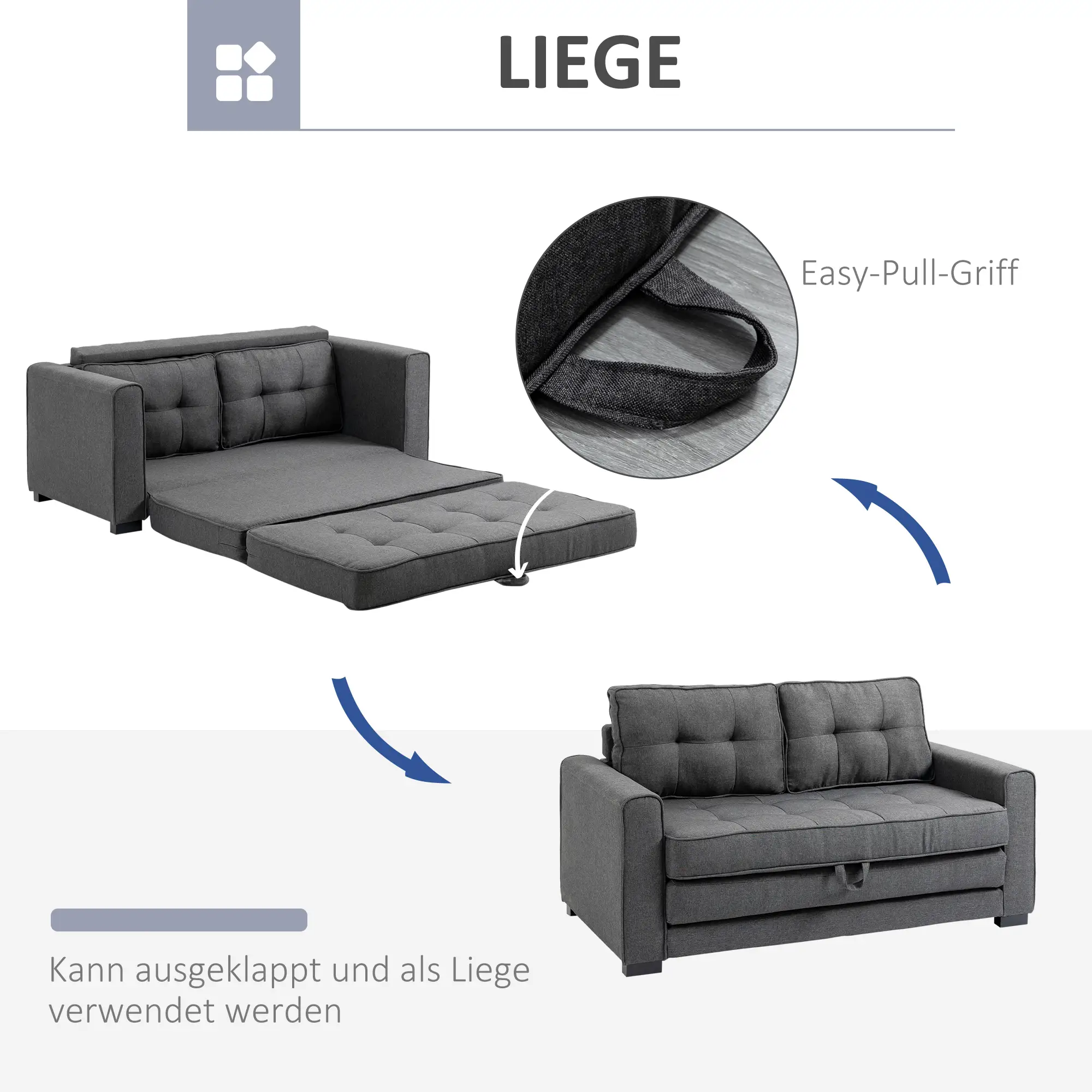 HOMCOM 2-Sitzer Schlafsofa – Kompakt, bequem und praktisch