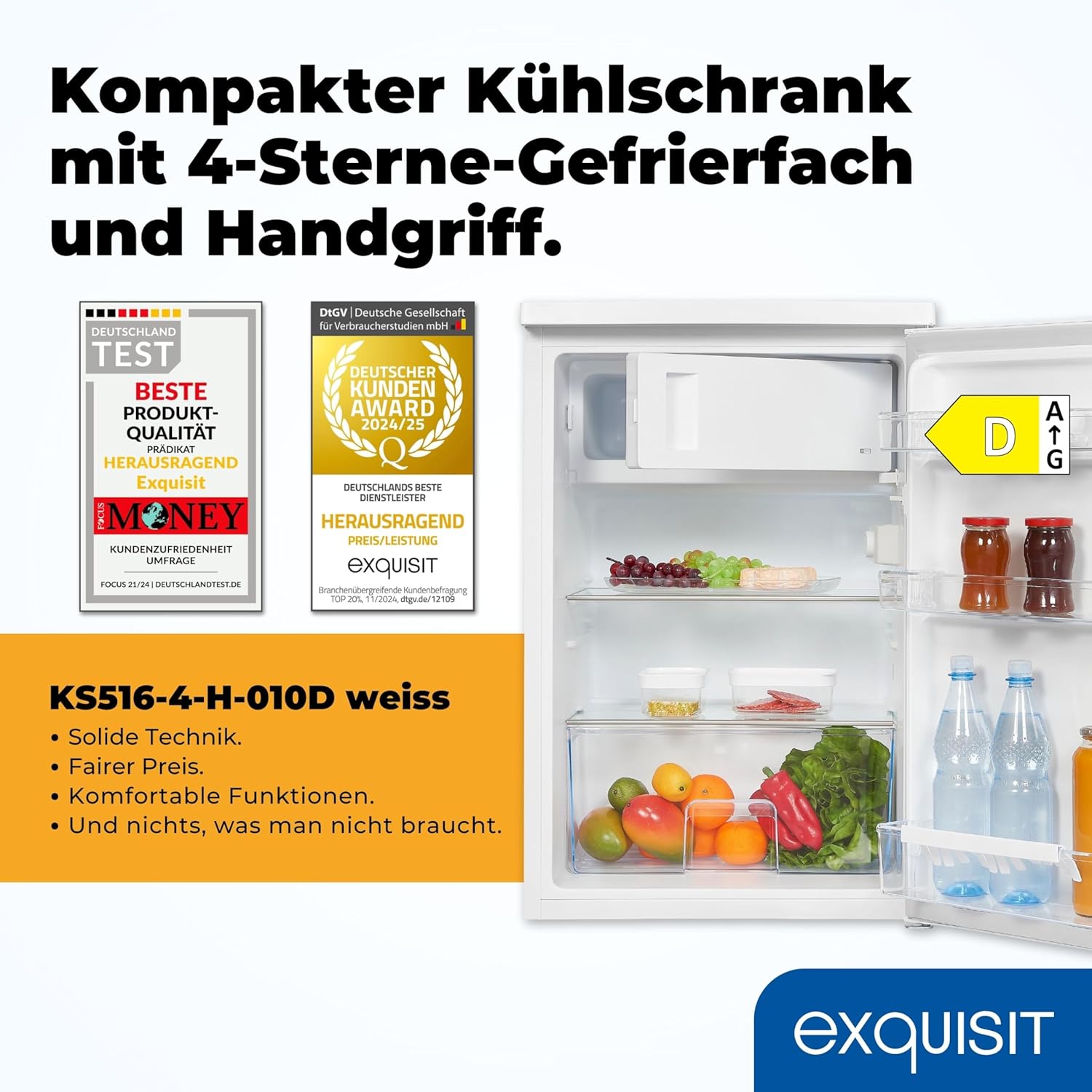 Exquisit Kühlschrank mit Gefrierfach 120 L – Kompakt, Effizient & Praktisch