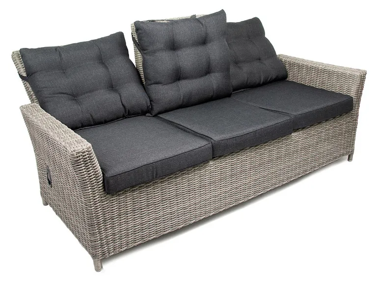 Bellavista Alu-Luxus Asti 6-teilig – Garten-Lounge Set: 3-Sitzer Sofa, 2 Sessel, 2 Hocker, Tisch, verstellbare Rückenlehne