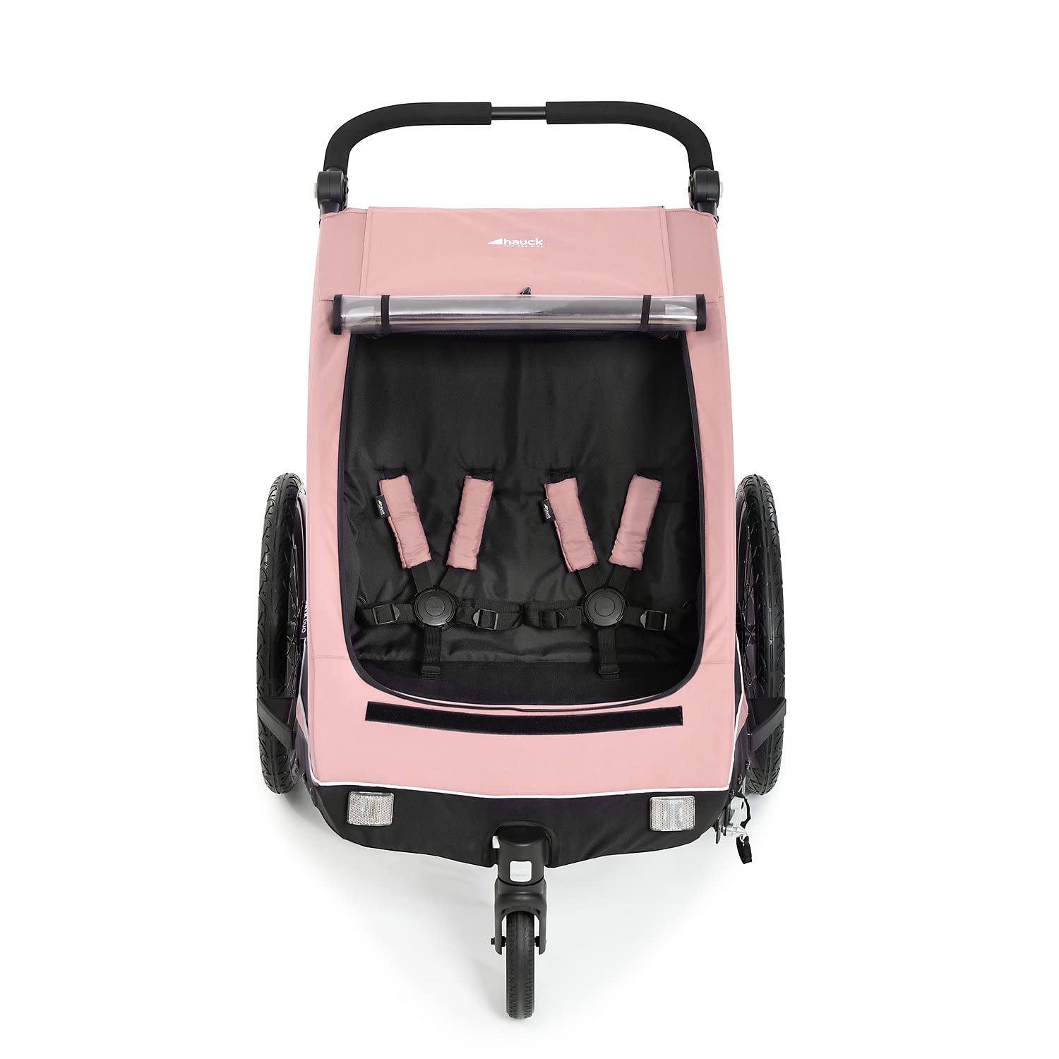 hauck Dryk Duo Plus – 2-in-1 Fahrradanhänger & Kinderwagen für 2 Kinder, mit Federung, LED & XL-Kofferraum