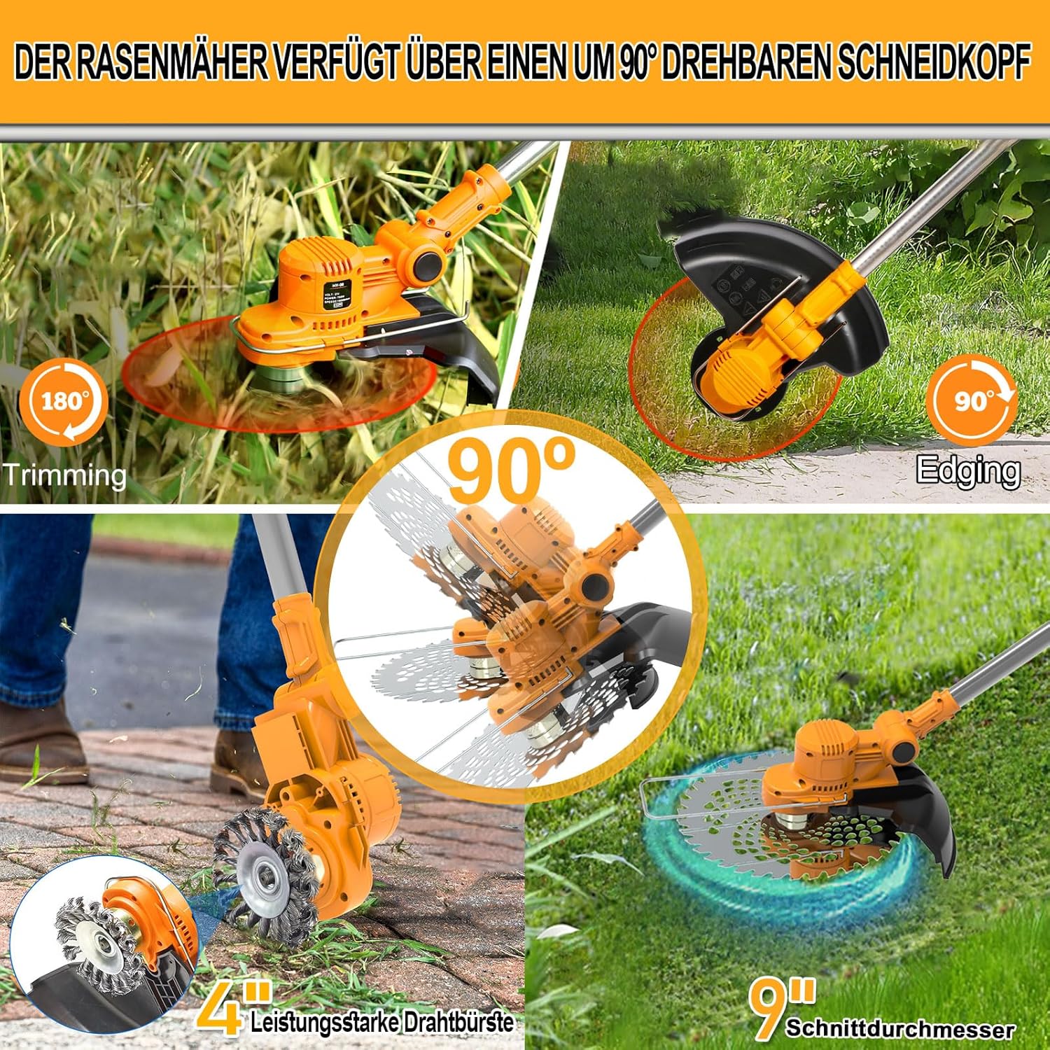 4-in-1 Akku-Gartenfräse & Rasentrimmer 21V – Effizient, Kraftvoll & Vielseitig