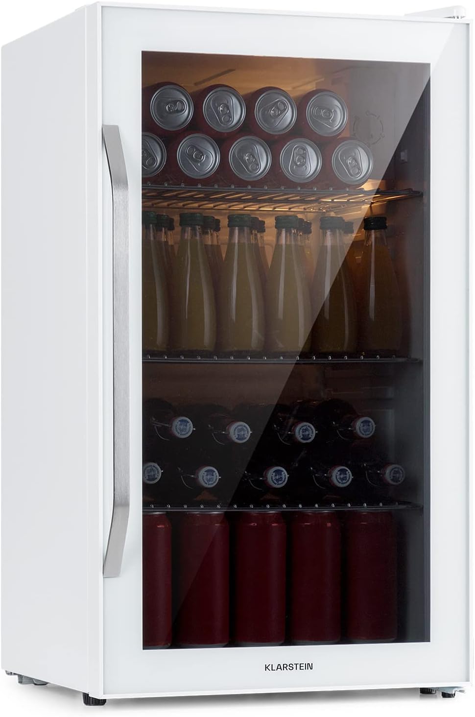Klarstein Mini-Kühlschrank 80 L mit Glastür – Leise, Energieeffizient, Ideal für Getränke, Party & Camping