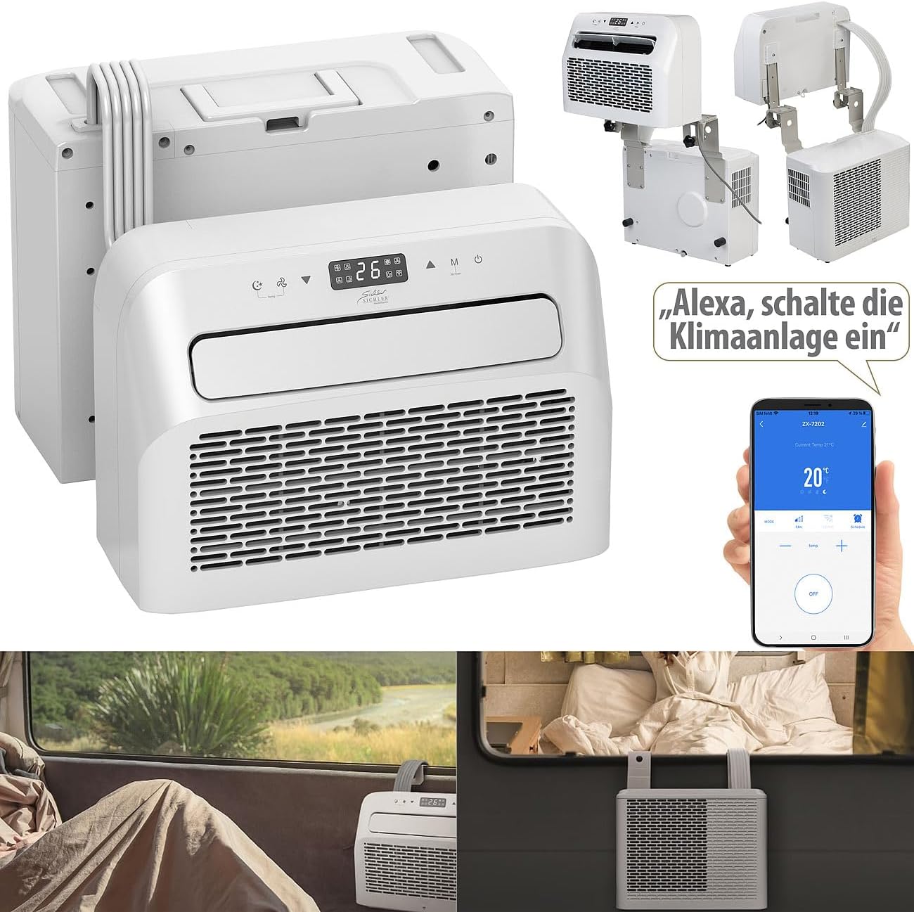 Sichler Tragbare Klimaanlage Split 5.000 BTU WiFi – Kühlung, Entfeuchtung & Smarte Steuerung