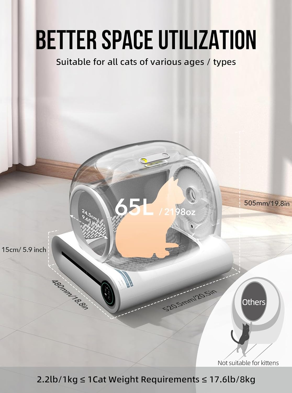 Automatische Katzentoilette mit App-Steuerung – Grau