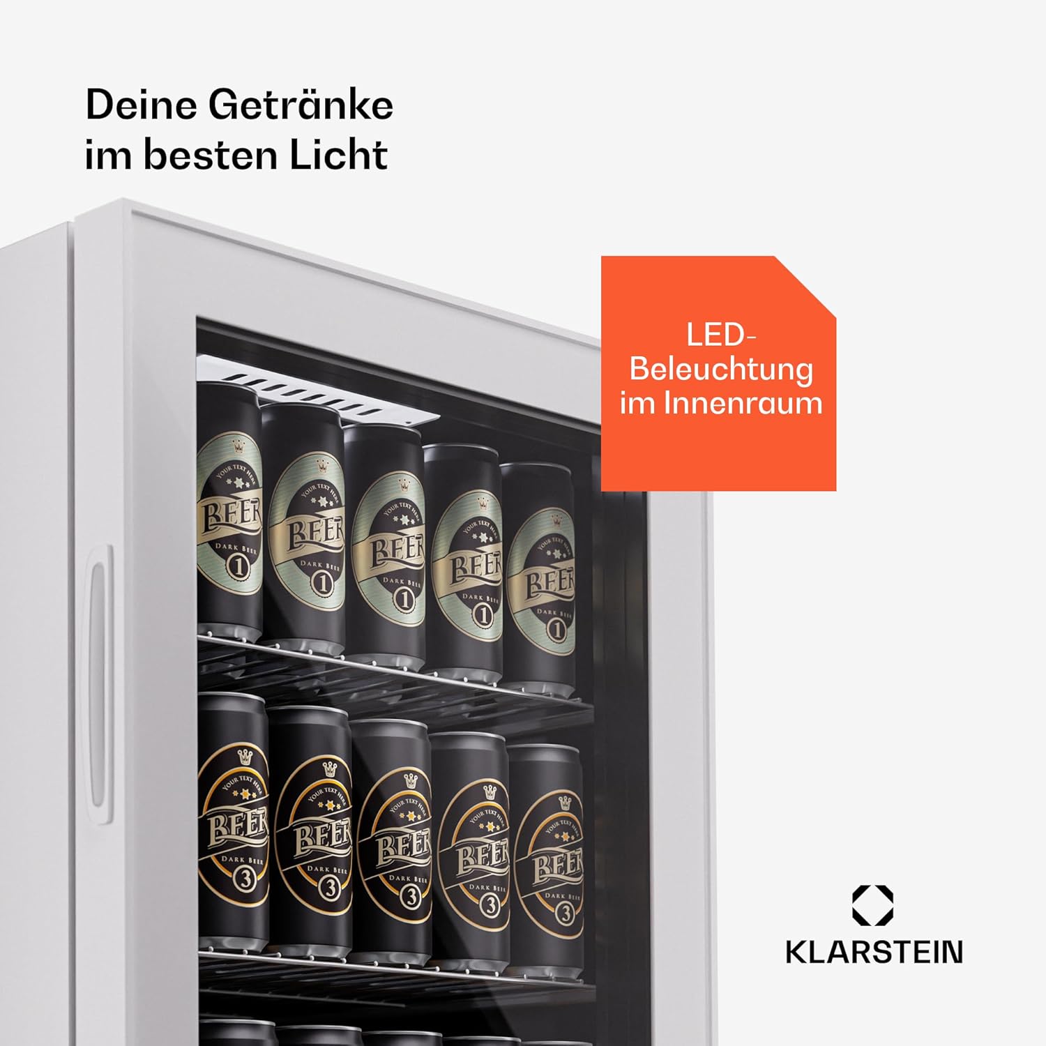 Klarstein Mini-Kühlschrank 80 L mit Glastür – Leise, Energieeffizient, Ideal für Getränke, Party & Camping