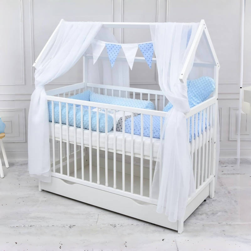 Baby Delux Kinderbett Haus 60x120 cm – Komplettset Weiß – Sicher, flexibel & gemütlich