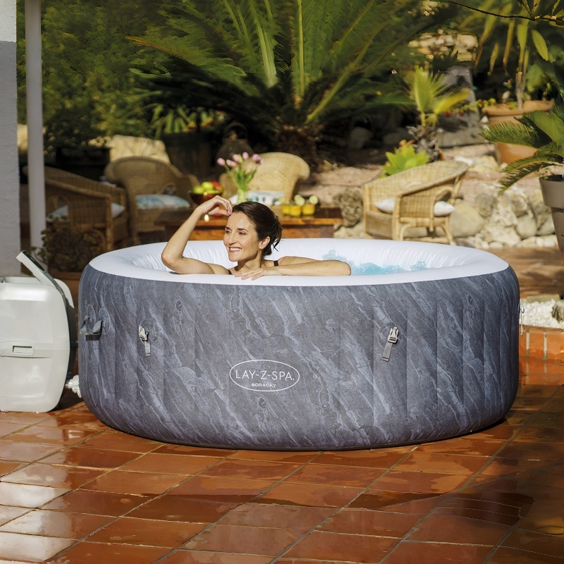Bestway LAY-Z-SPA Boracay AirJet – Aufblasbarer Whirlpool Ø 180 x 66 cm mit Wi-Fi