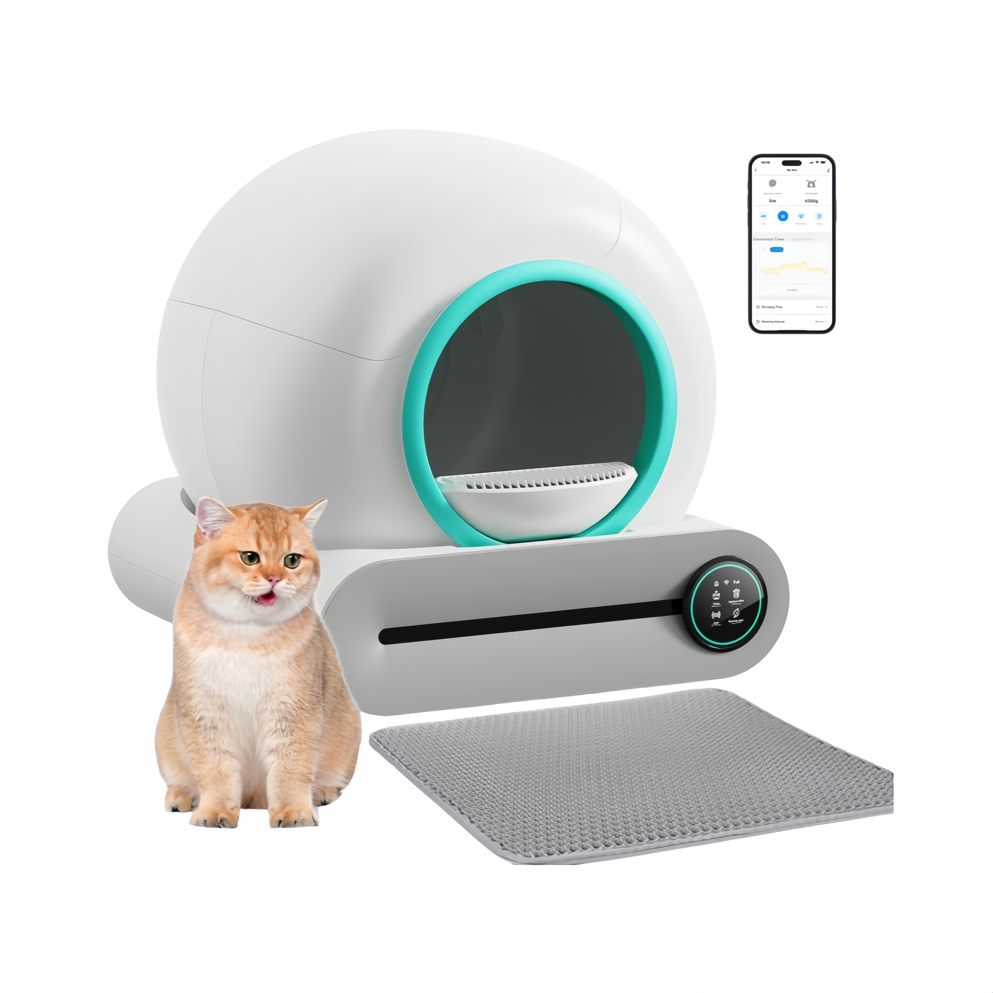 Automatische Katzentoilette mit App-Steuerung – Grau