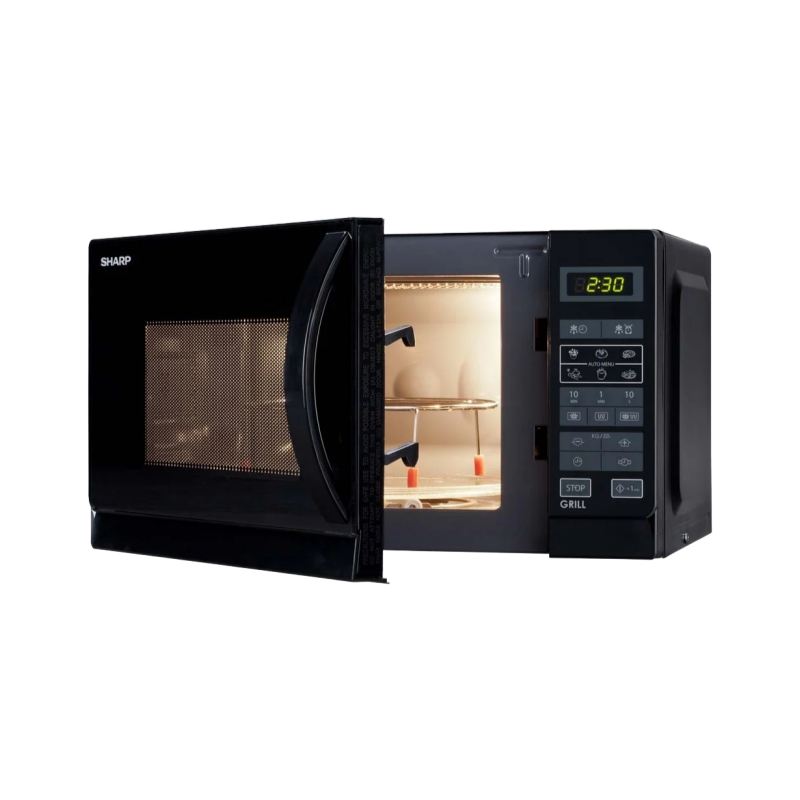 Sharp R-642 BKW Mikrowelle 2-in-1 – 20 L, 800 W, Grillfunktion, Schwarz