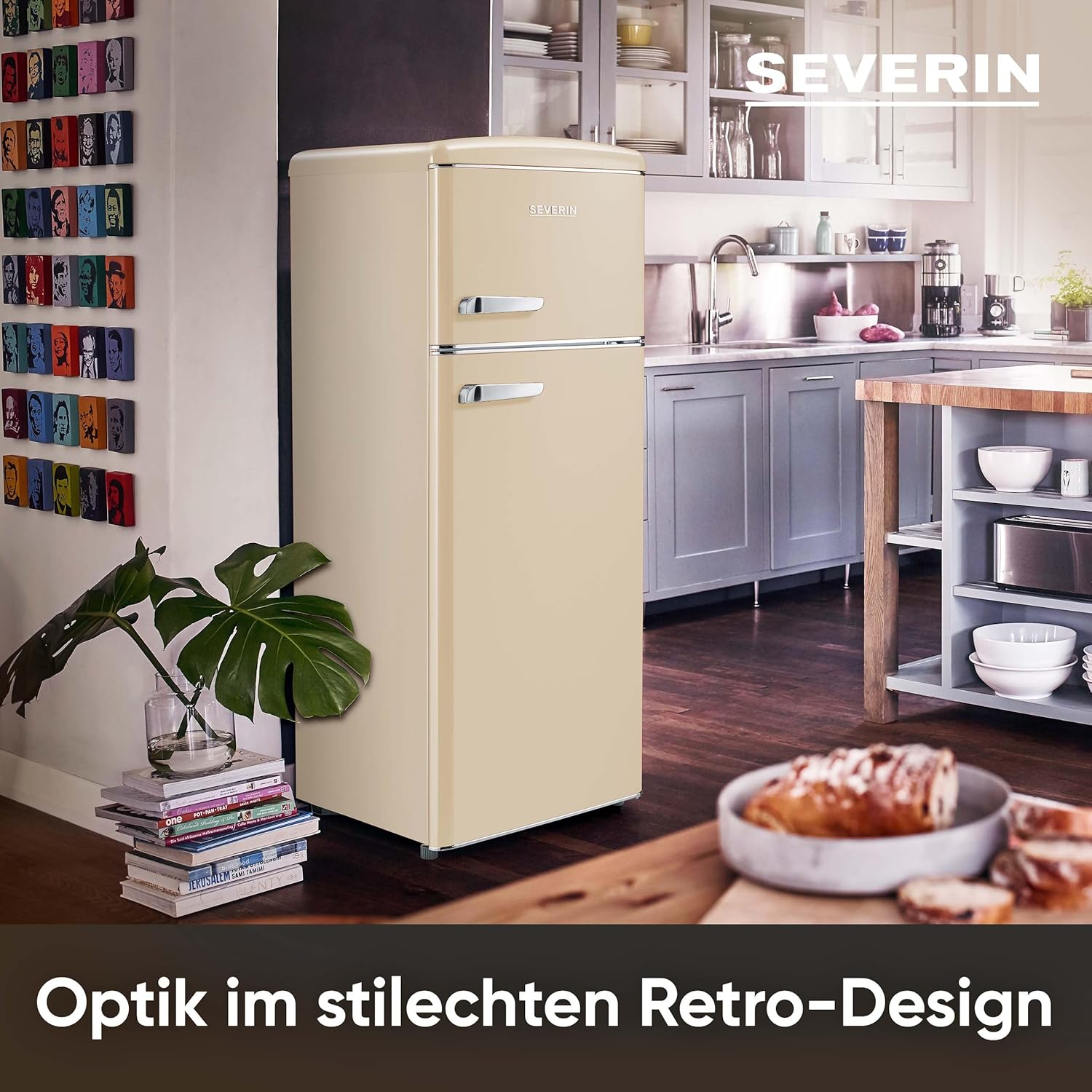 SEVERIN RKG 8933 – Kühl-/Gefrierkombination, 206 L, platzsparend, creme