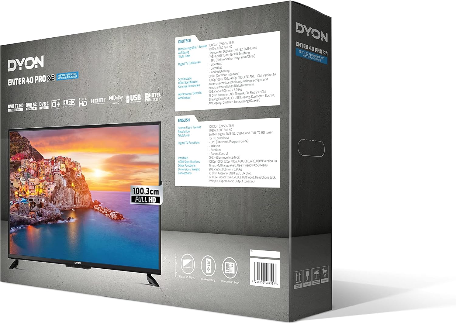 DYON Smart 43 VX – 43 Zoll Full HD Smart TV mit Triple Tuner, App Store & Streaming-Diensten