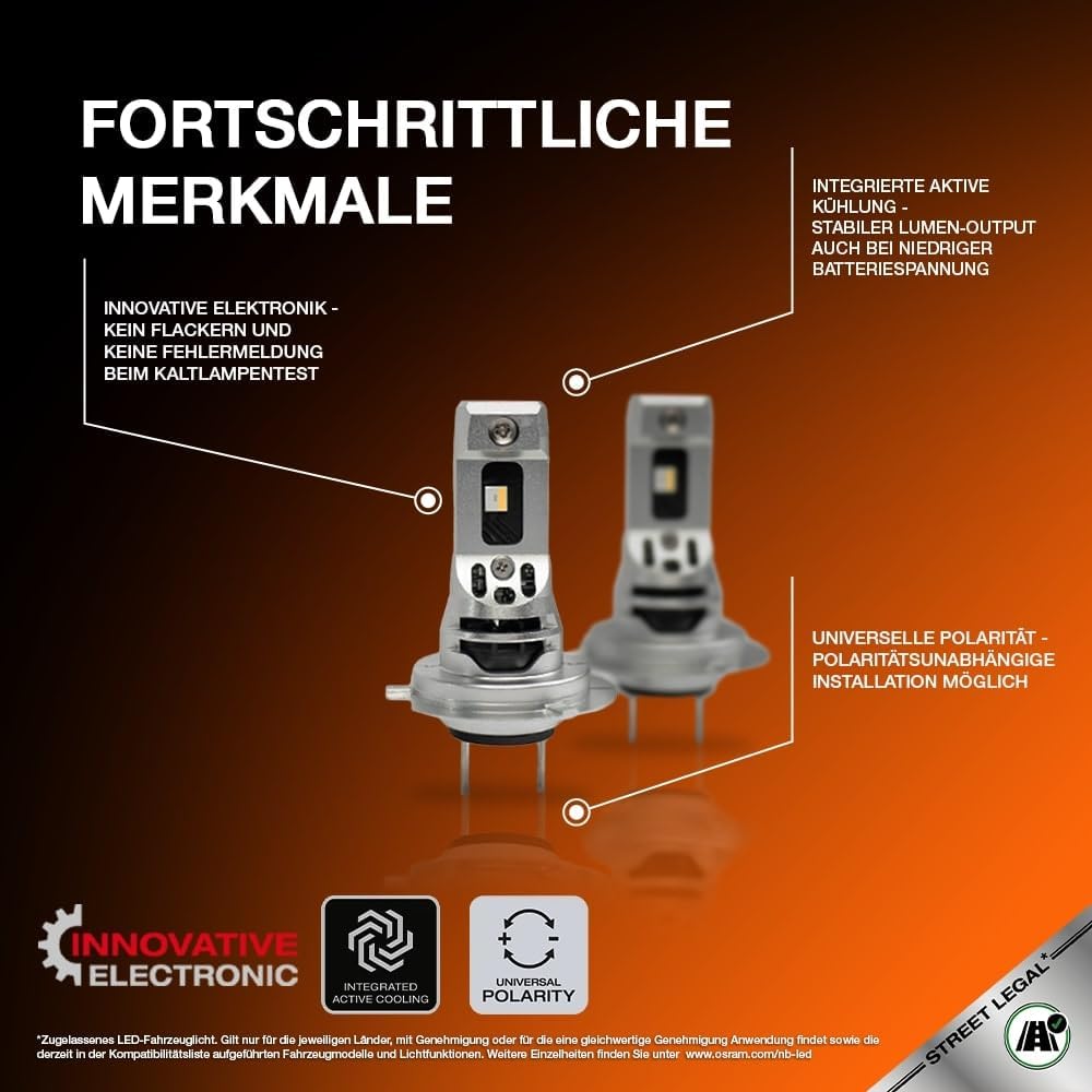Osram Night Breaker LED Speed H7 – Straßenzugelassene LED Scheinwerferlampe, 6000K, Plug & Play