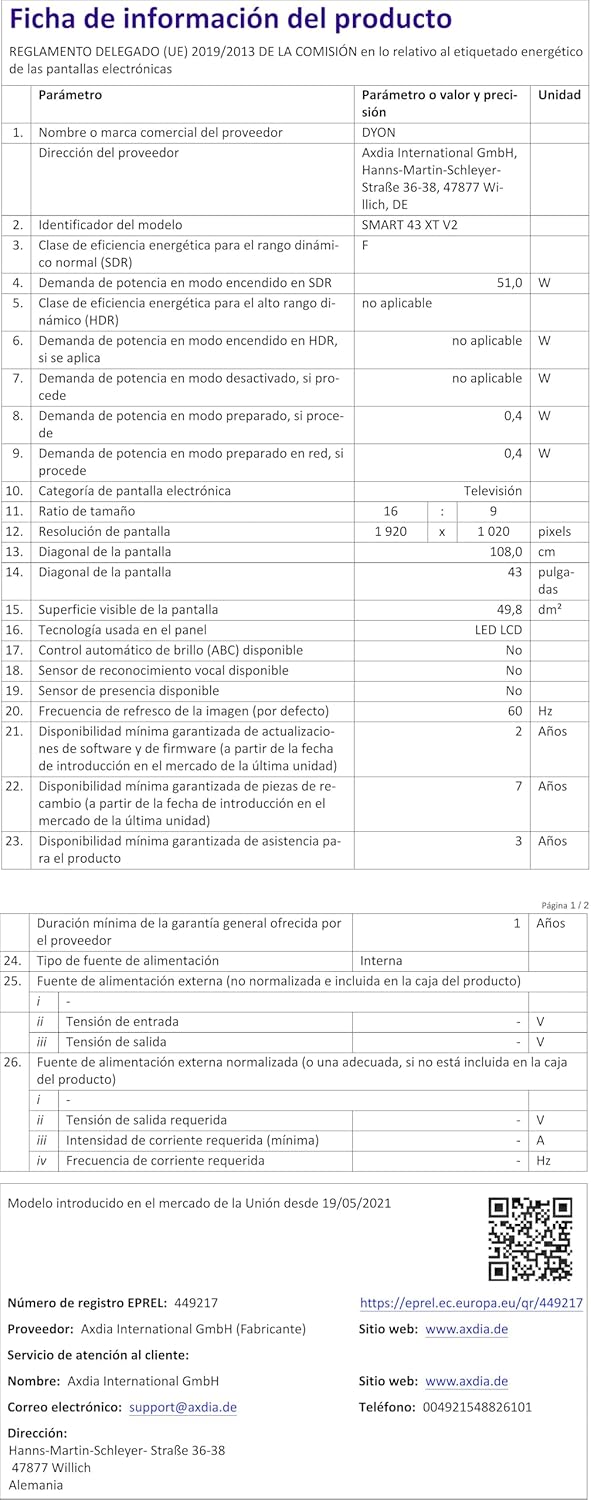 DYON Smart 43 VX – 43 Zoll Full HD Smart TV mit Triple Tuner, App Store & Streaming-Diensten