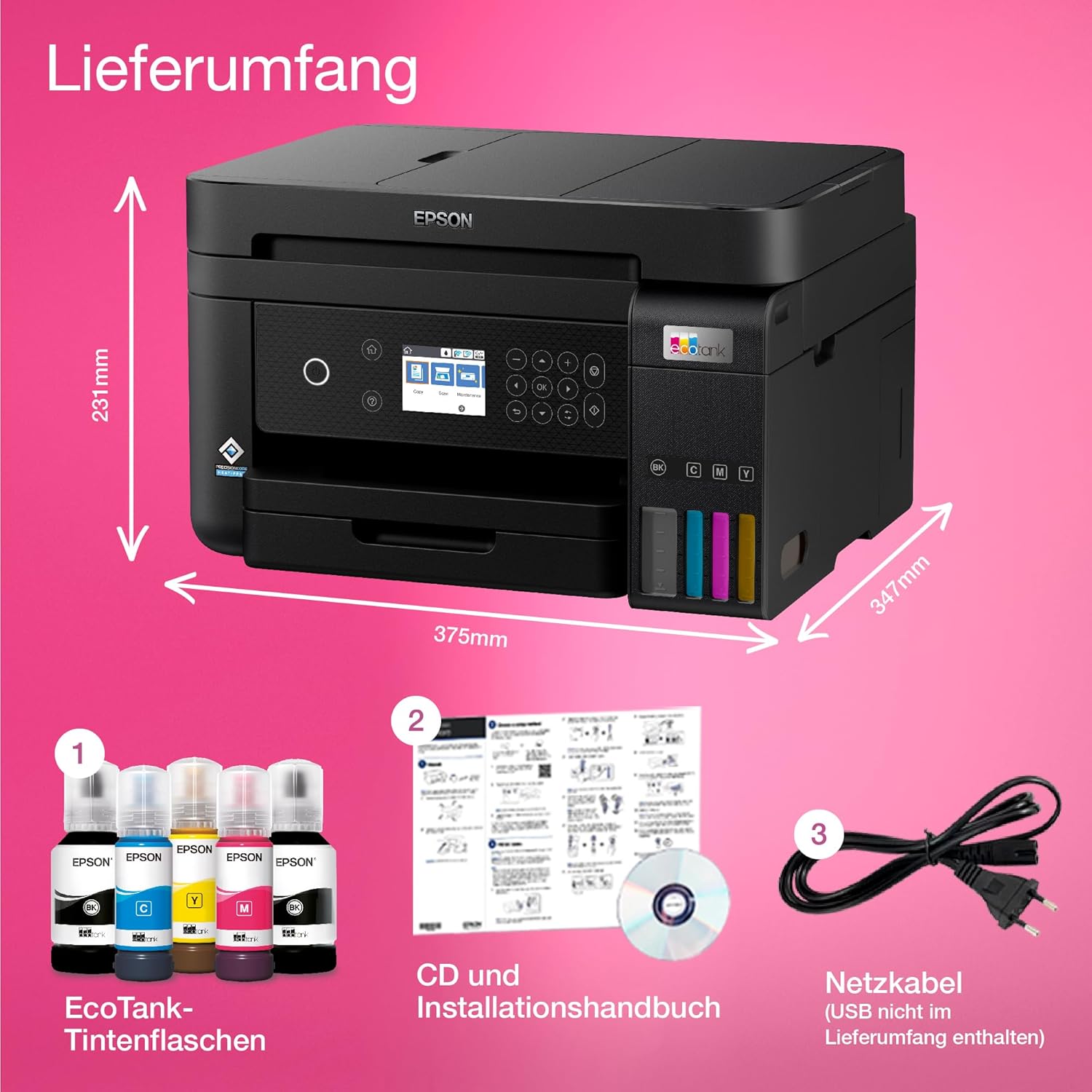 Epson EcoTank ET-4800 – A4, Multifunktion, Wi-Fi, Tintentanks für 3 Jahre