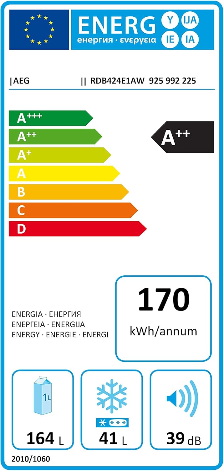 AEG RDB424E1AX Kühlautomat Serie 5000 – 206 L, Gefrierfach oben, Edelstahl-Look mit Anti-Fingerprint