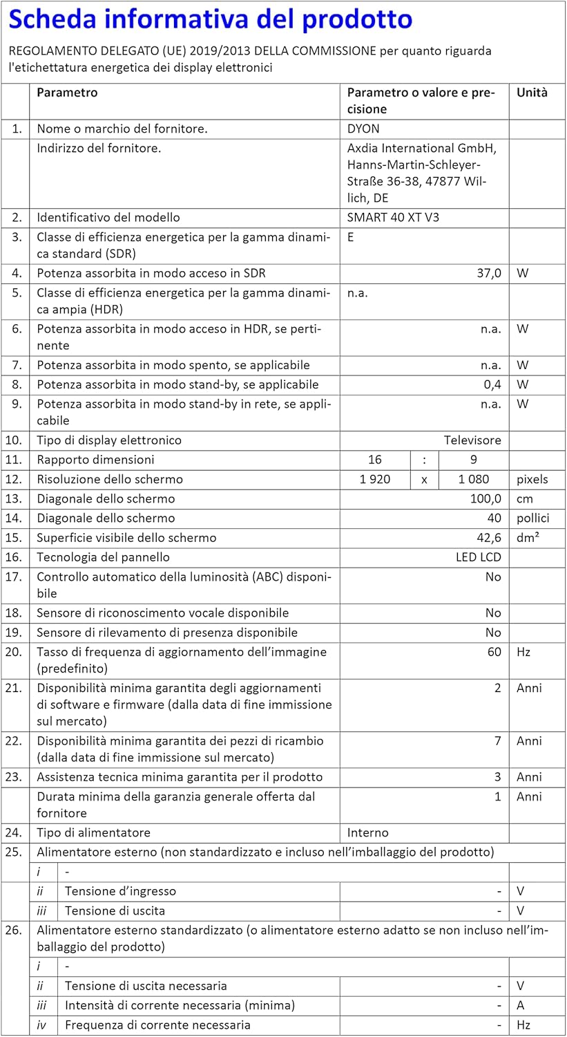 DYON Smart 43 VX – 43 Zoll Full HD Smart TV mit Triple Tuner, App Store & Streaming-Diensten