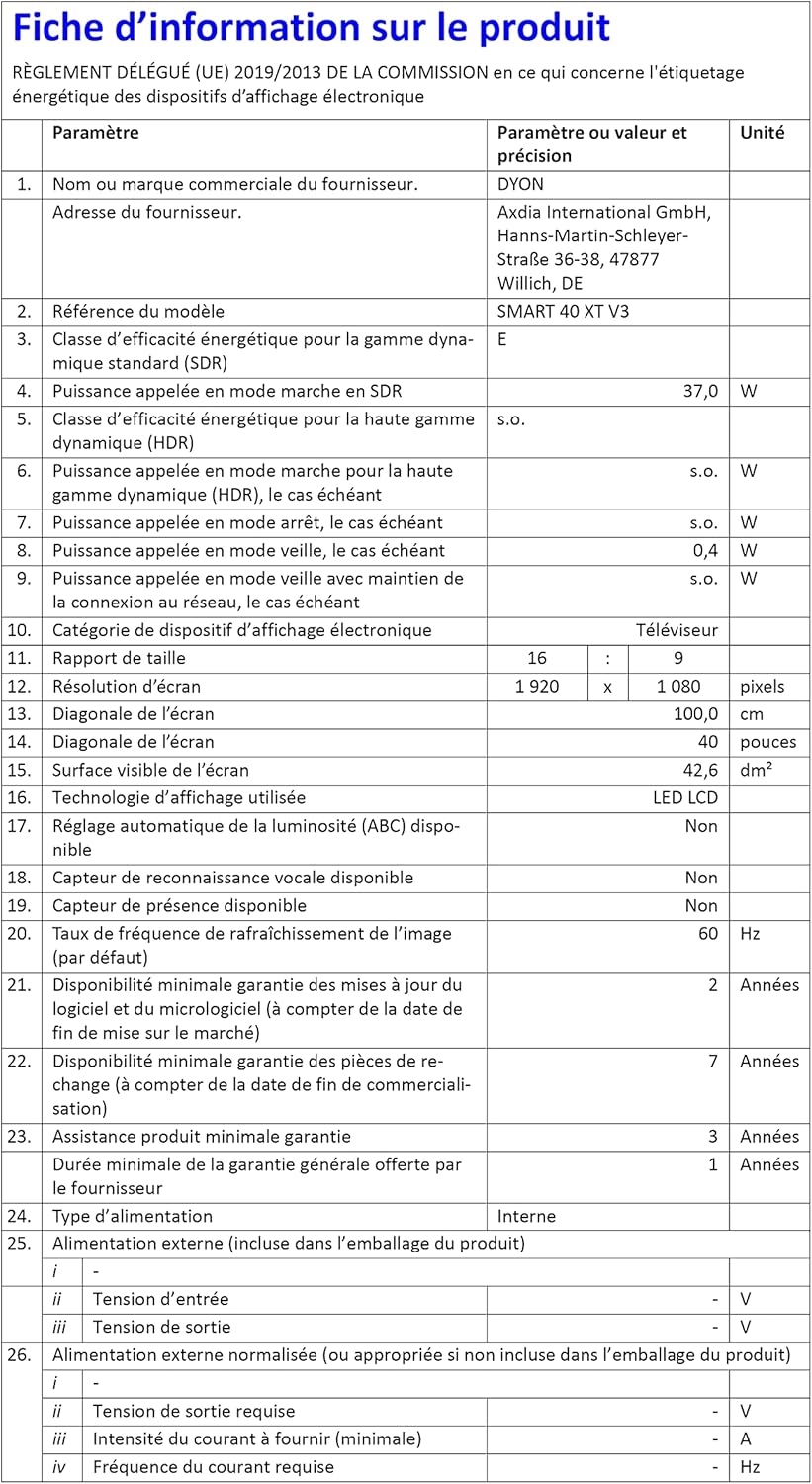 DYON Smart 43 VX – 43 Zoll Full HD Smart TV mit Triple Tuner, App Store & Streaming-Diensten