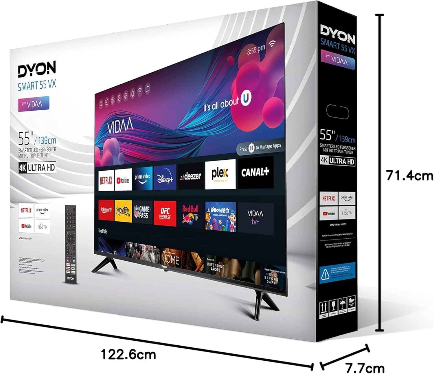 DYON Smart 43 VX – 43 Zoll Full HD Smart TV mit Triple Tuner, App Store & Streaming-Diensten