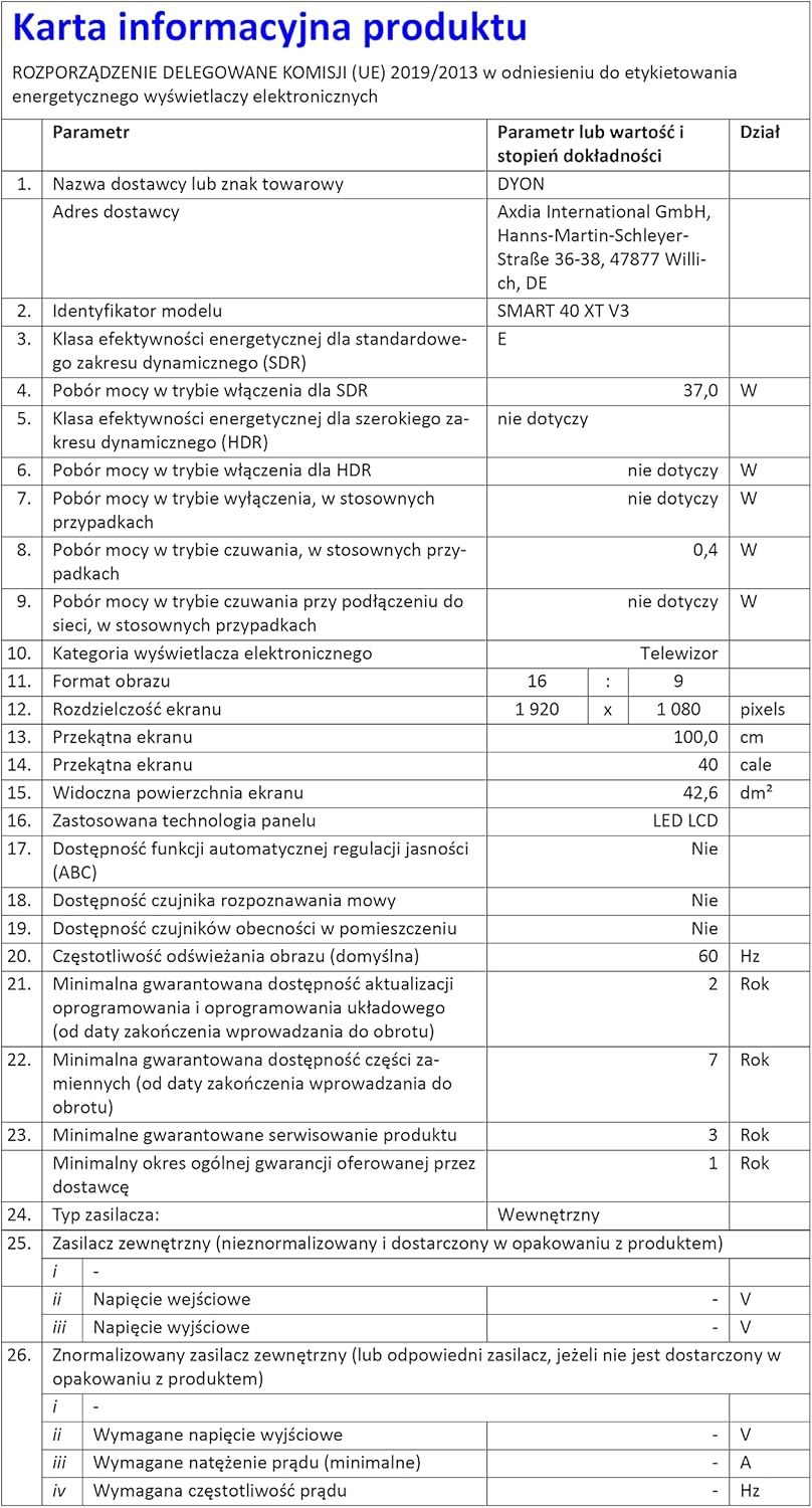 DYON Smart 43 VX – 43 Zoll Full HD Smart TV mit Triple Tuner, App Store & Streaming-Diensten