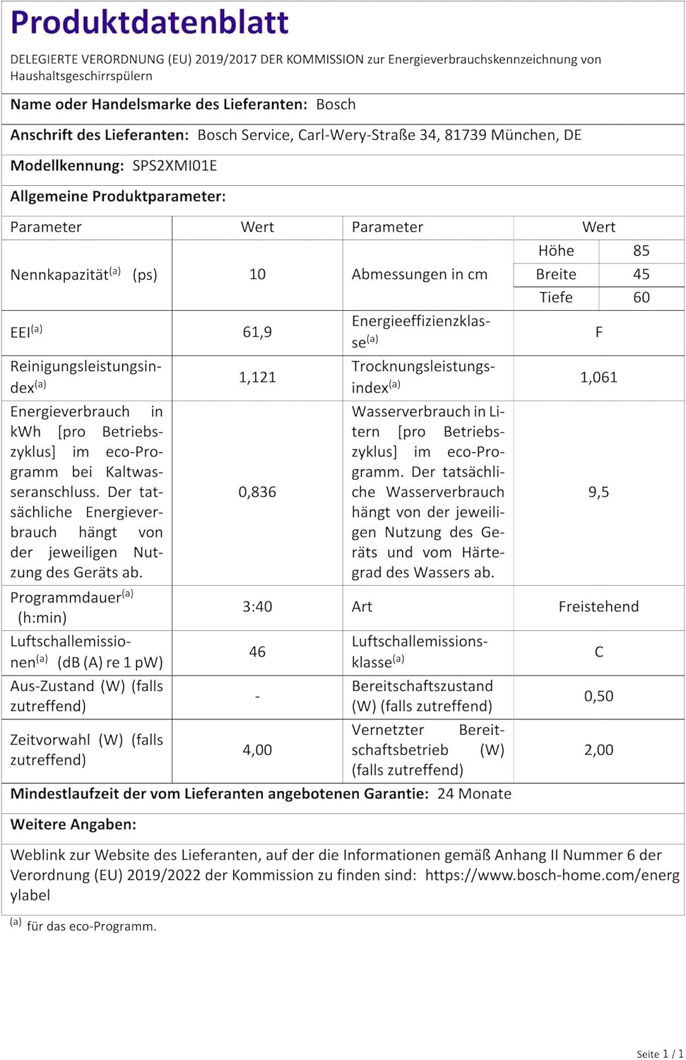 Bosch SPV2IKX10E Serie 2 – Vollintegriert, 45 cm breit, Extra Trocknen