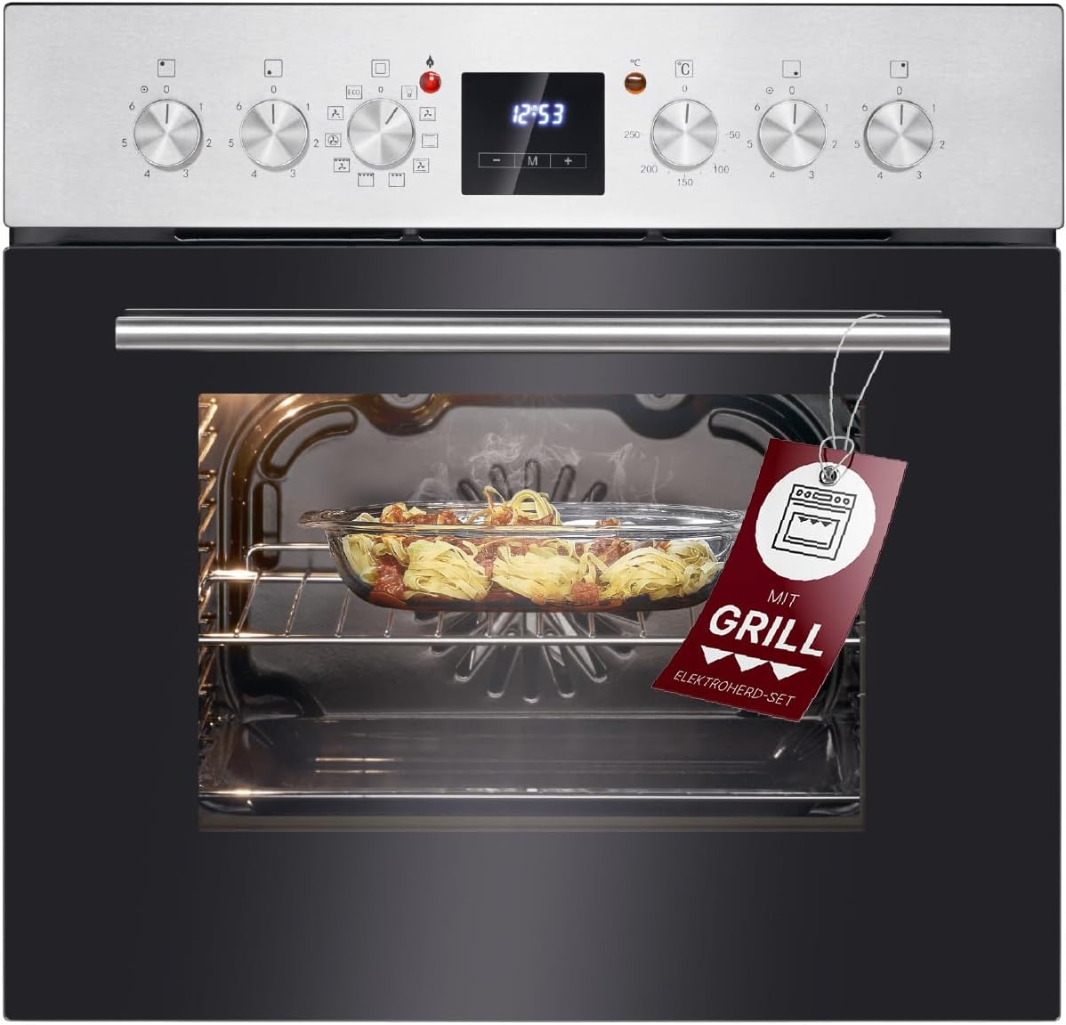 Bomann Elektroherd-Set EHBC 7936 IX – 56L Backofen, 4 Cerankochzonen, 9 Funktionen