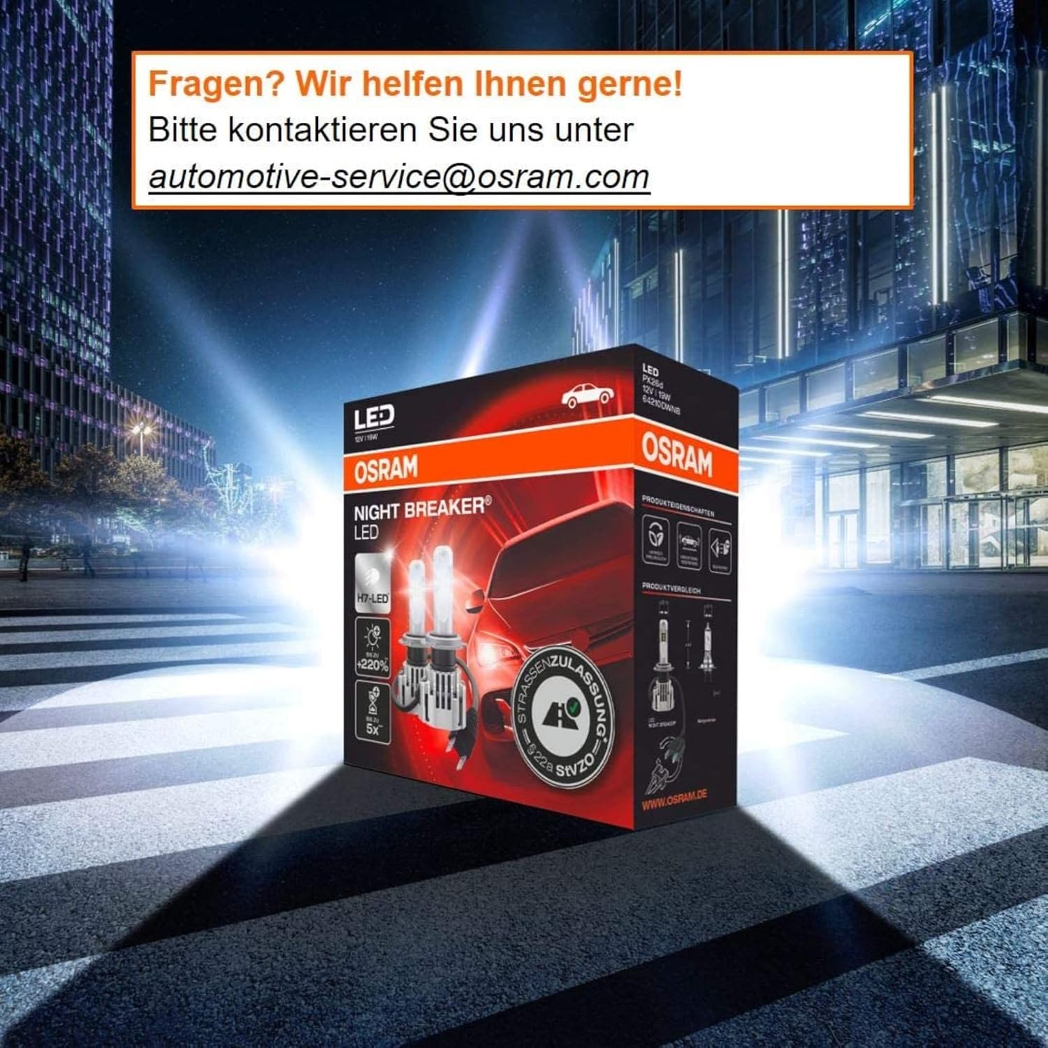 Osram Night Breaker LED Speed H7 – Straßenzugelassene LED Scheinwerferlampe, 6000K, Plug & Play