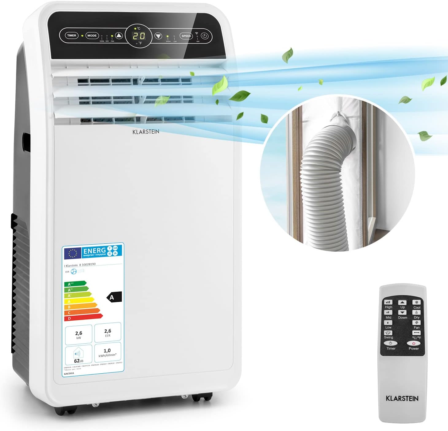 Klarstein Mobile Klimaanlage 4-in-1 – 9000 BTU, Ventilator, Luftentfeuchter