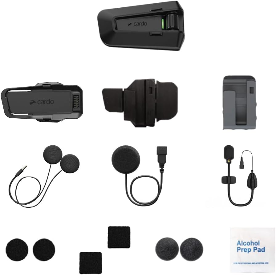 Cardo PACKTALK Edge – Motorrad Bluetooth Kommunikationssystem Headset Intercom (Einzelpack, Schwarz)