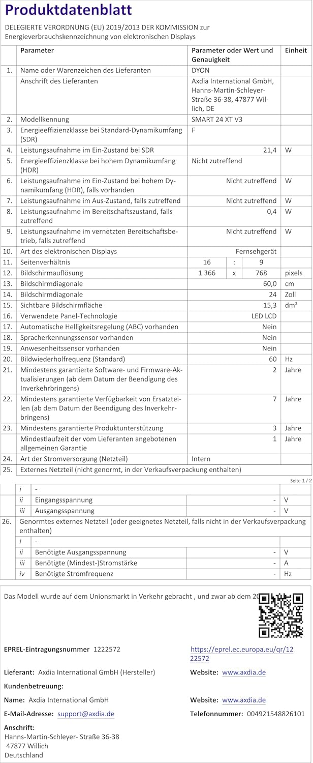 DYON Smart 43 VX – 43 Zoll Full HD Smart TV mit Triple Tuner, App Store & Streaming-Diensten