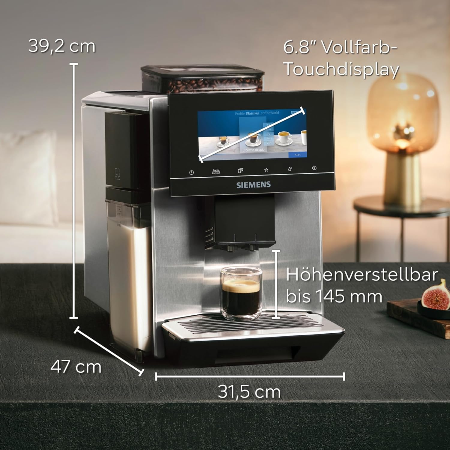 Siemens EQ900 TQ903D03 Kaffeevollautomat – 1500 W, Full-Touch-Display, App-Steuerung