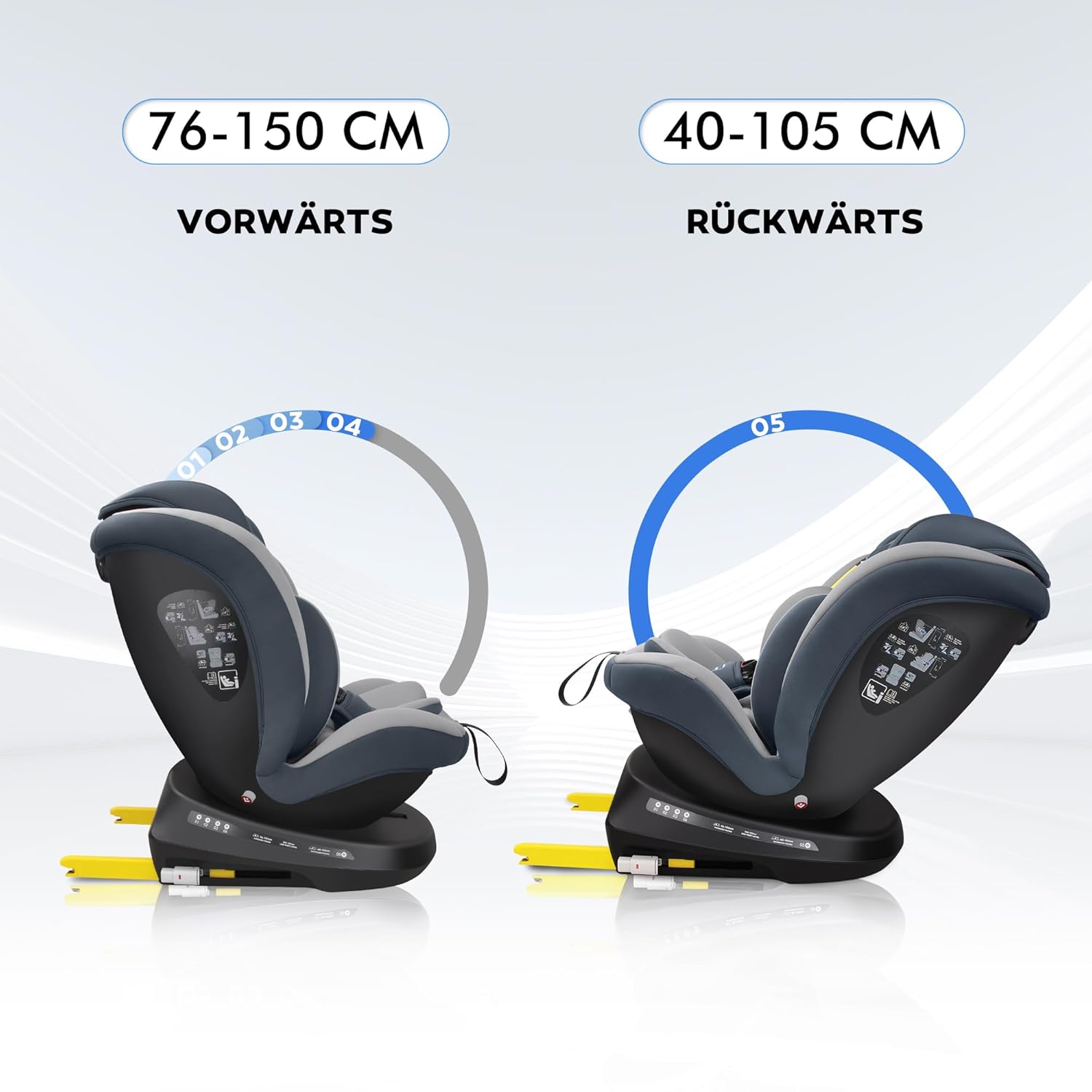 Reecle 360 i-Size – Kindersitz 40-150 cm, ISOFIX, 0-12 Jahre, Reboarder