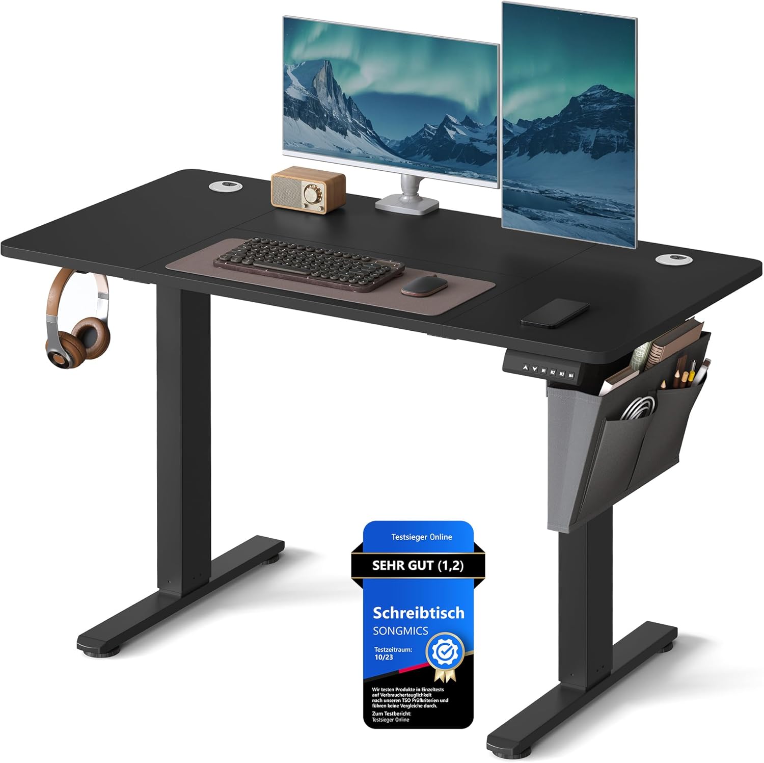 SONGMICS LSD136B01 – Elektrischer Höhenverstellbarer Schreibtisch 160 x 70 cm