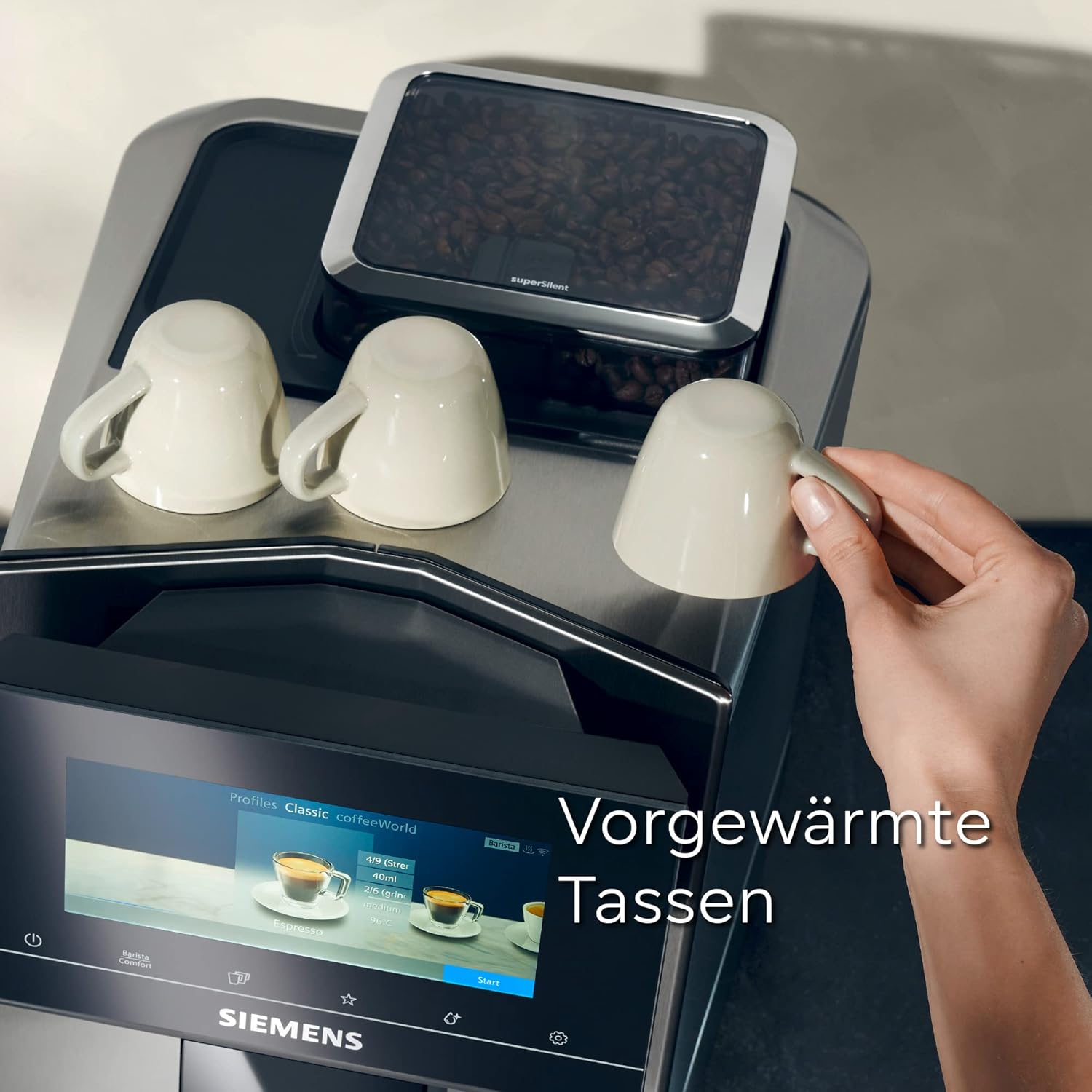 Siemens EQ900 TQ903D03 Kaffeevollautomat – 1500 W, Full-Touch-Display, App-Steuerung