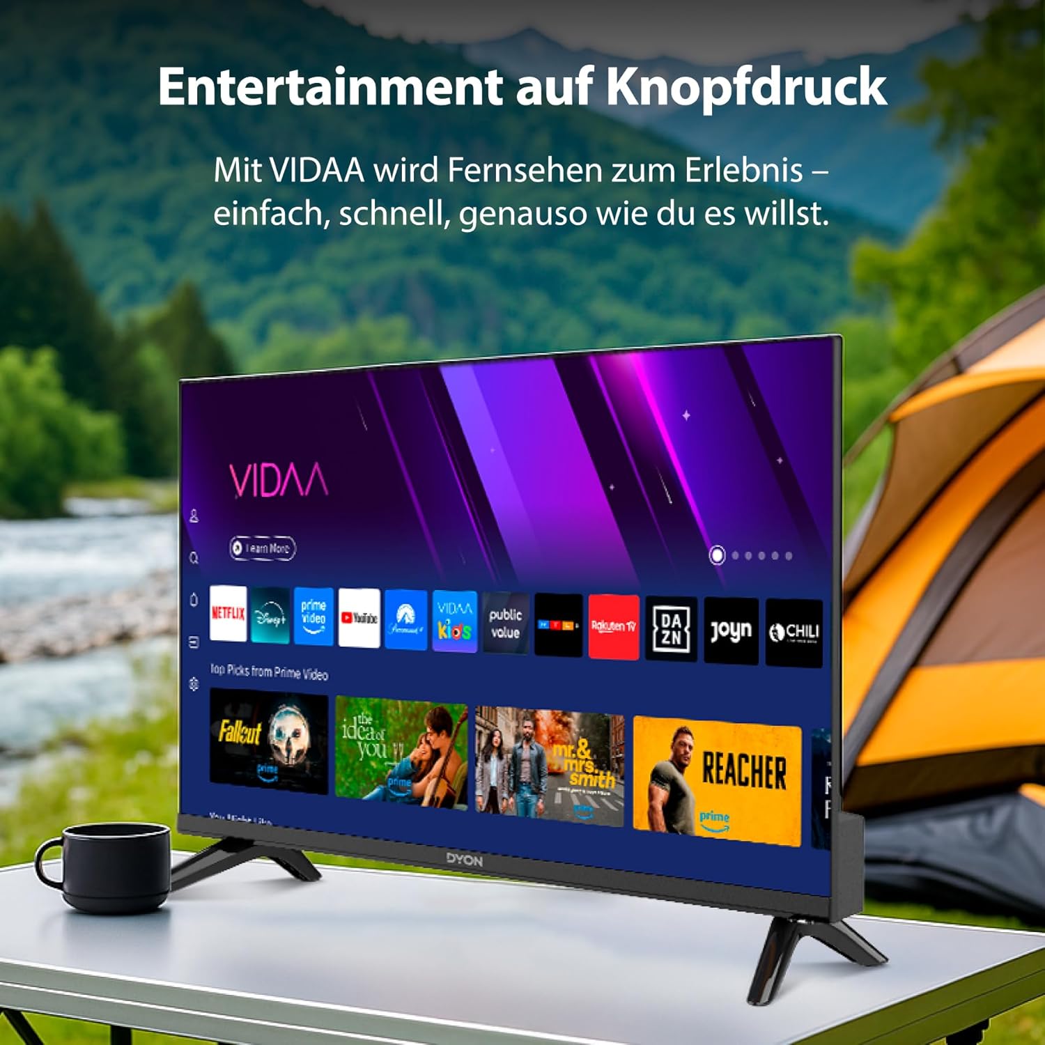 DYON Smart 43 VX – 43 Zoll Full HD Smart TV mit Triple Tuner, App Store & Streaming-Diensten